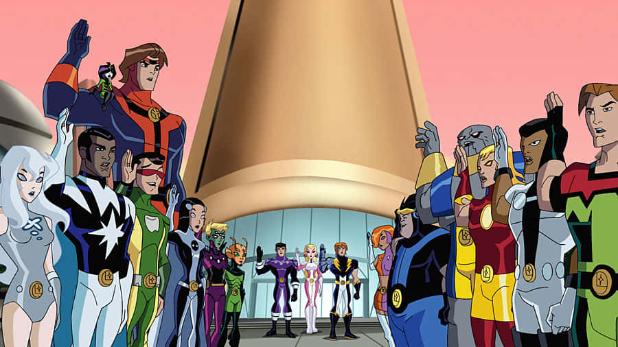 Legion Of Super Heroes, futuristic golden dome, pink sky, SD Desktop Wallpaper