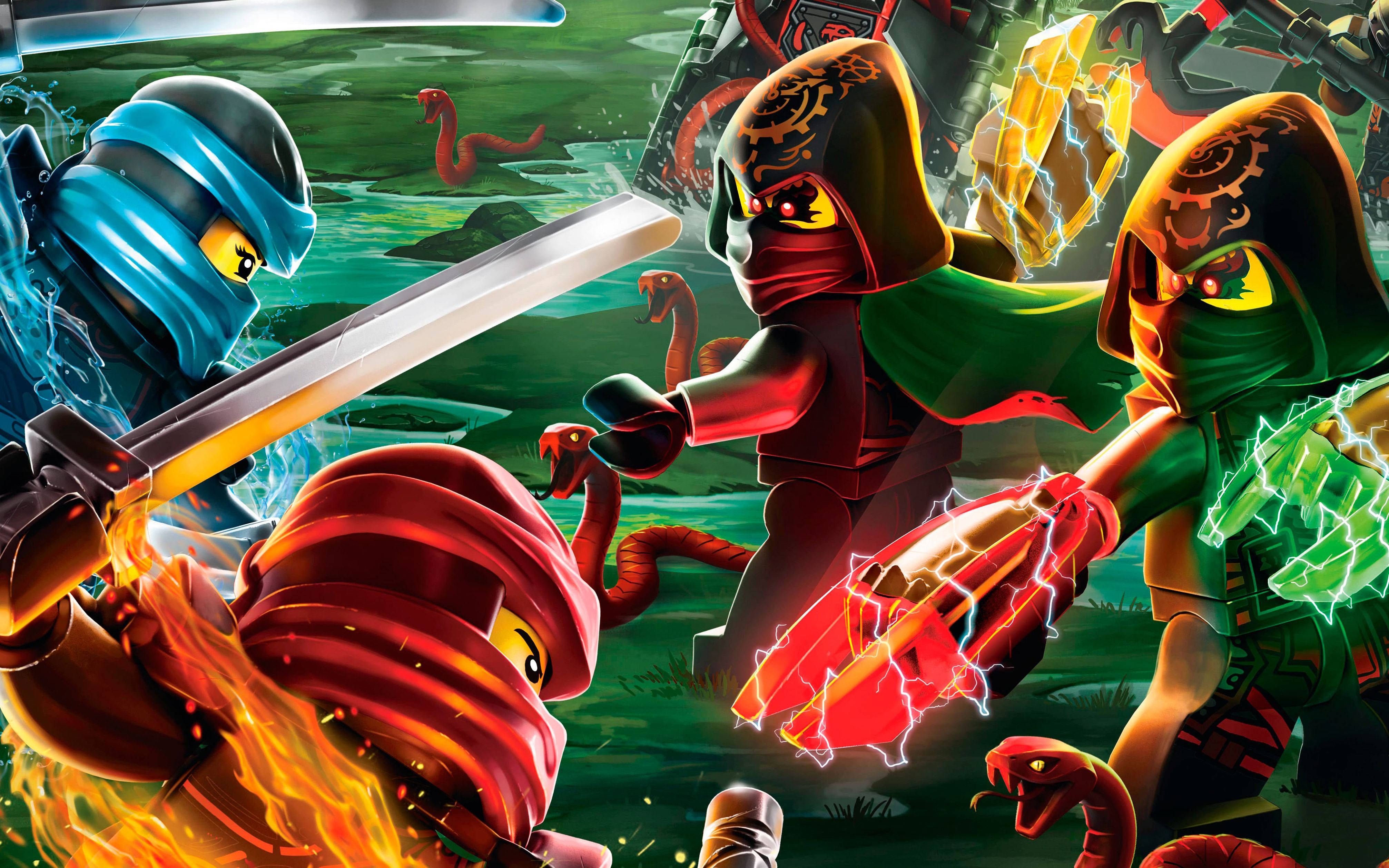 Lego Ninjago, fighting evil elements, elemental powers, 4K Desktop Wallpaper