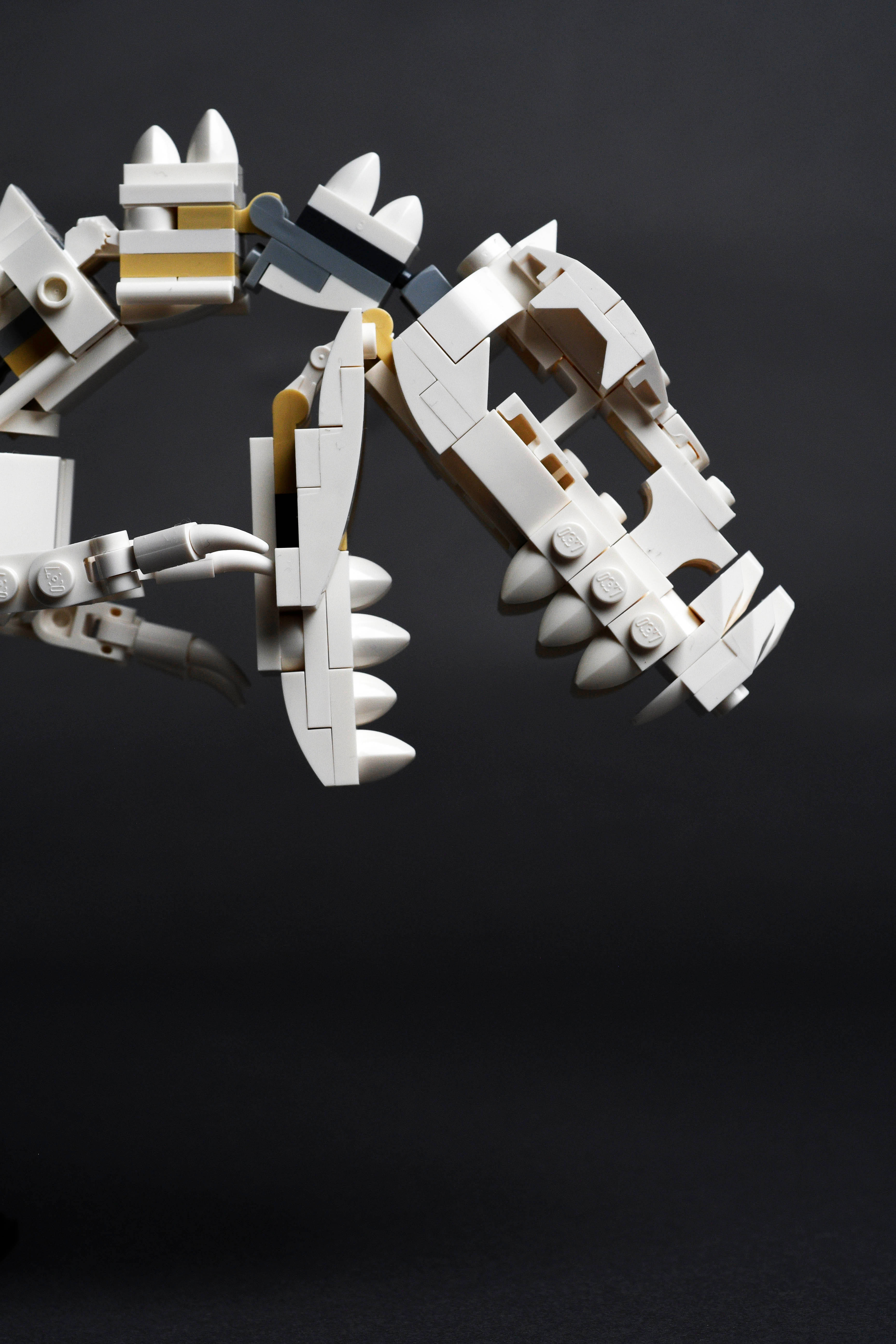 Lego Ninjago, white LEGO dragon, sharp teeth, 5K Phone Wallpaper