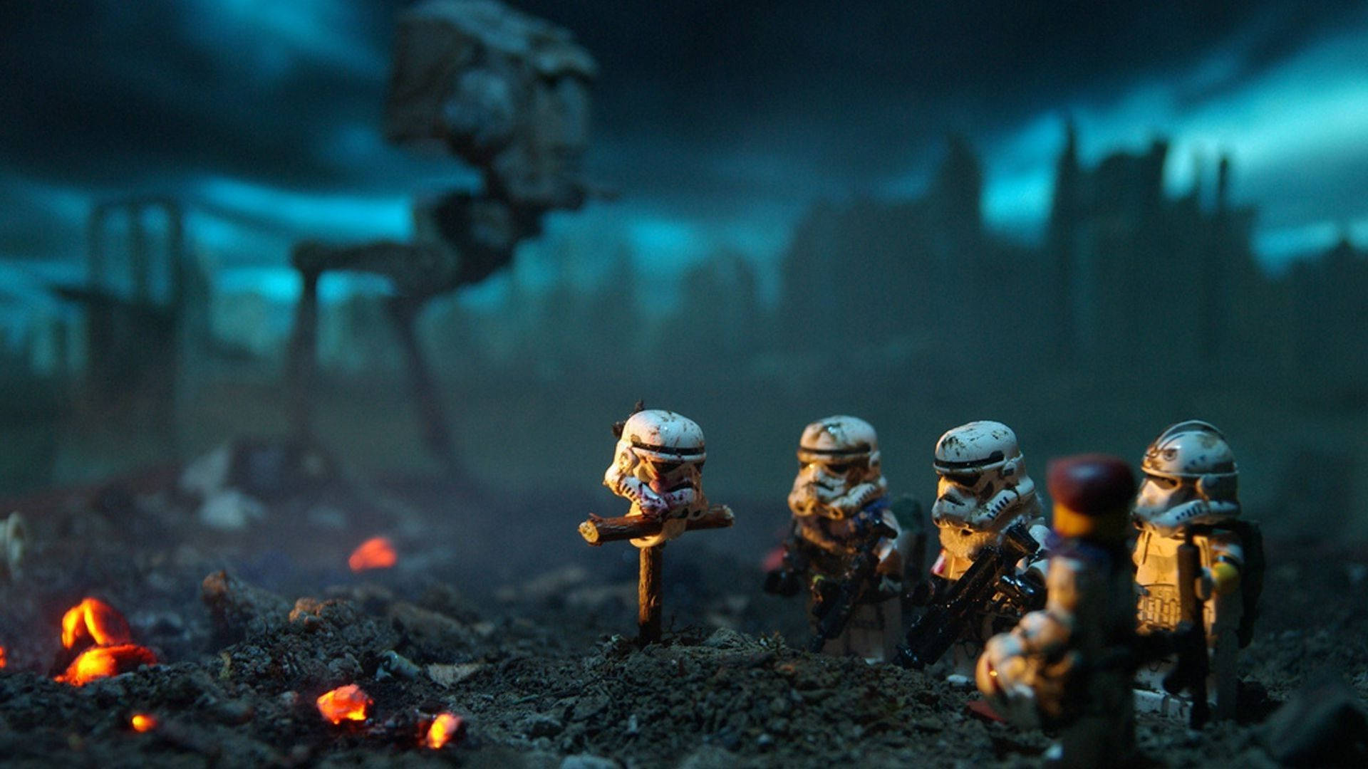 Lego Star Wars, stormtroopers, AT-AT, Full HD Desktop Wallpaper