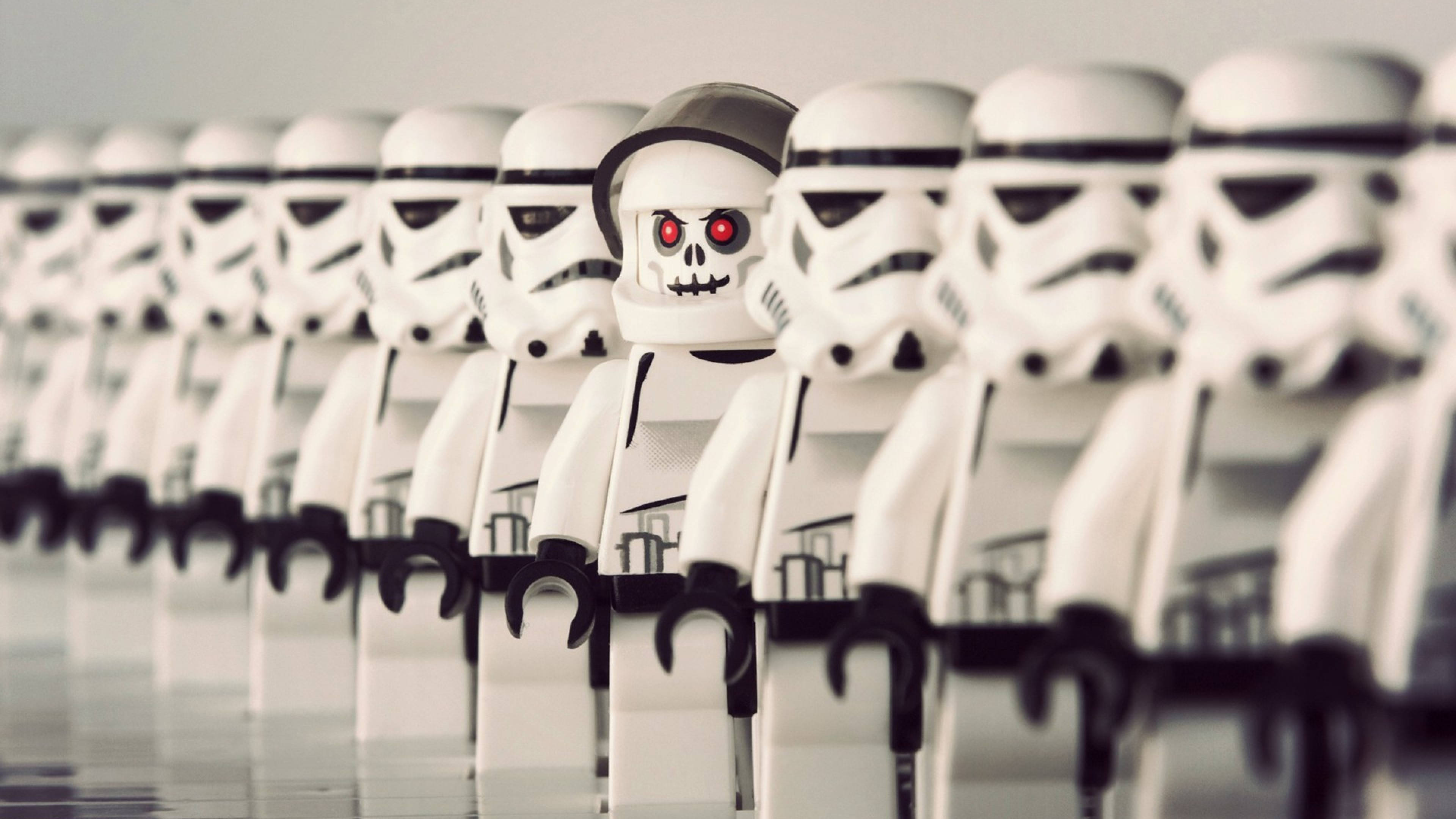 LEGO Star Wars, stormtrooper, glowing red eyes, 4K Desktop Wallpaper