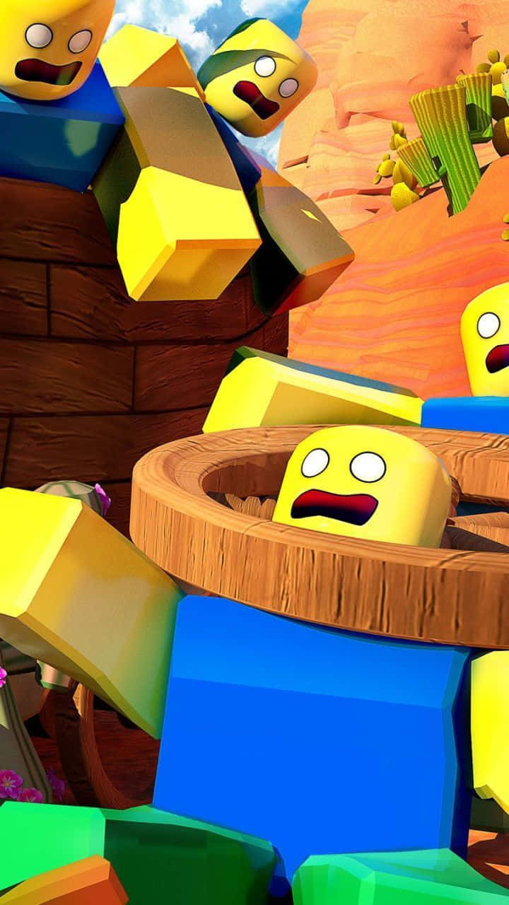 Lego bricks, yellow blocky characters, desert canyon, HD Phone Wallpaper