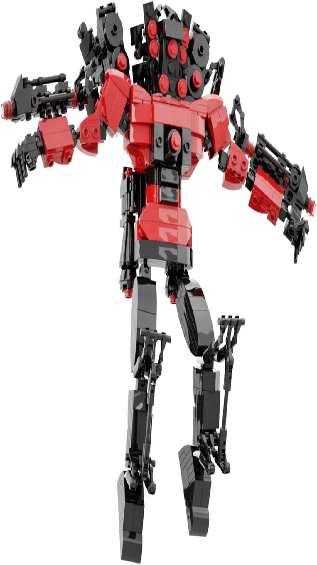 red and black LEGO robot, towering, dynamic pose, Full HD Phone Wallpaper