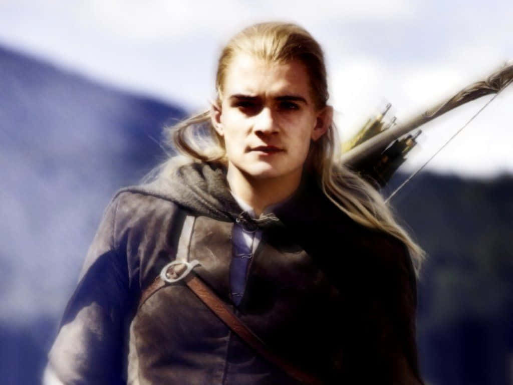 Legolas, bow, misty mountain landscape, SD Desktop Wallpaper