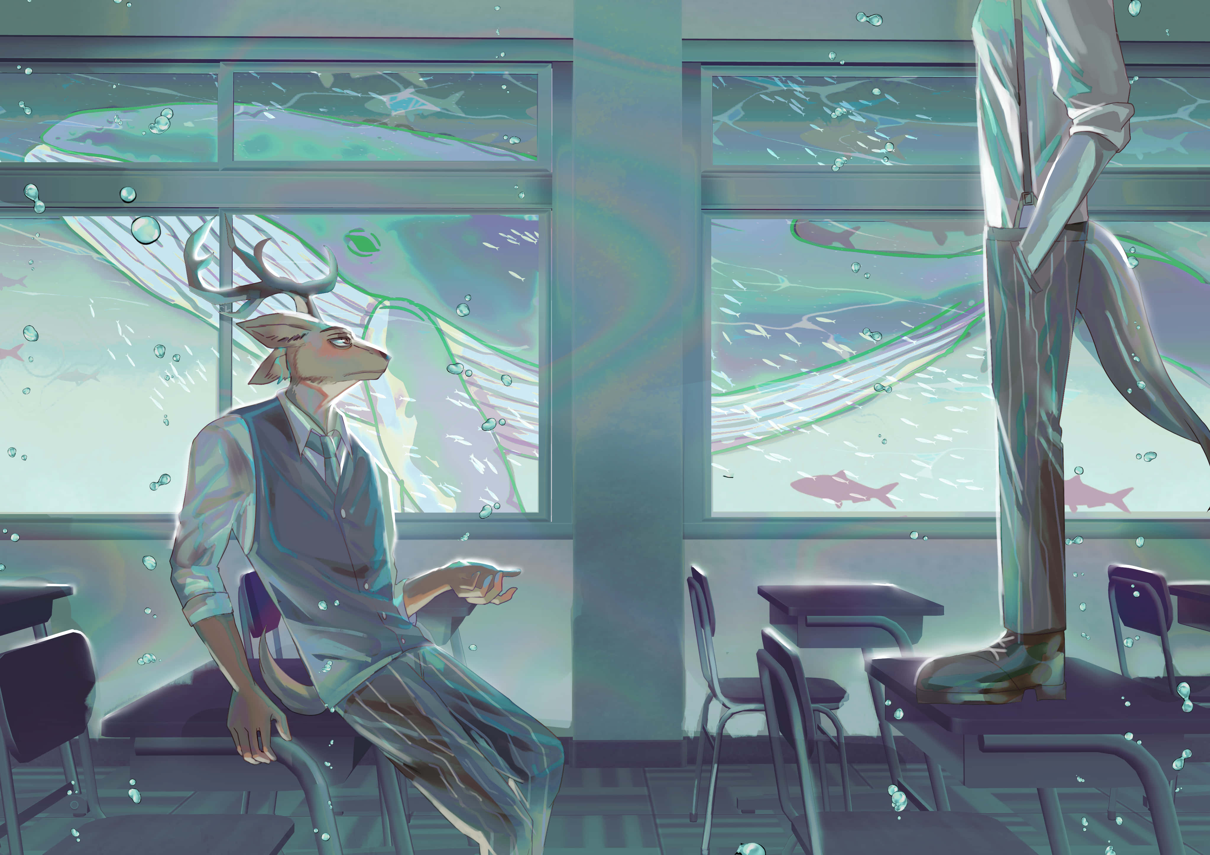 Legosi, deer-headed boy, school uniform, 4K Desktop Wallpaper