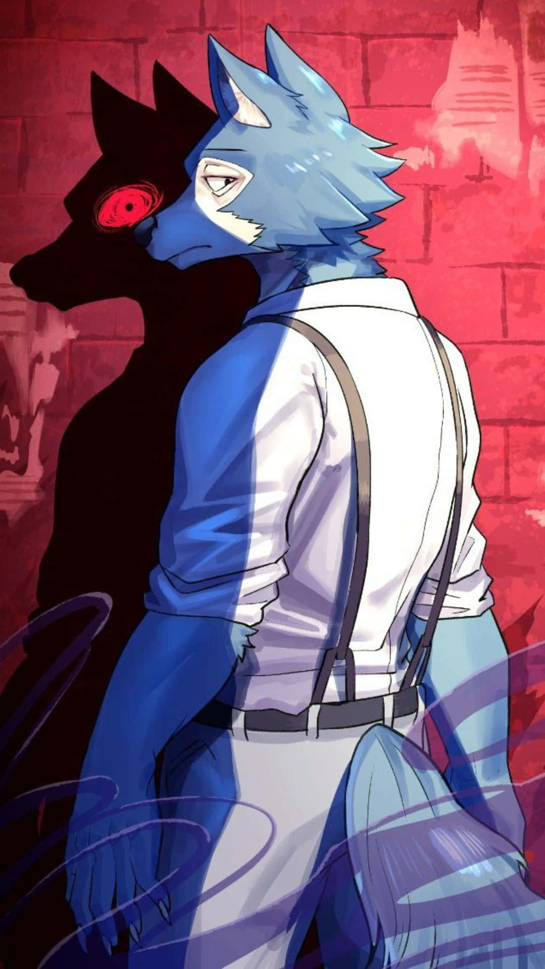 Legosi, blue-furred anthropomorphic wolf, white shirt, Full HD Phone Wallpaper
