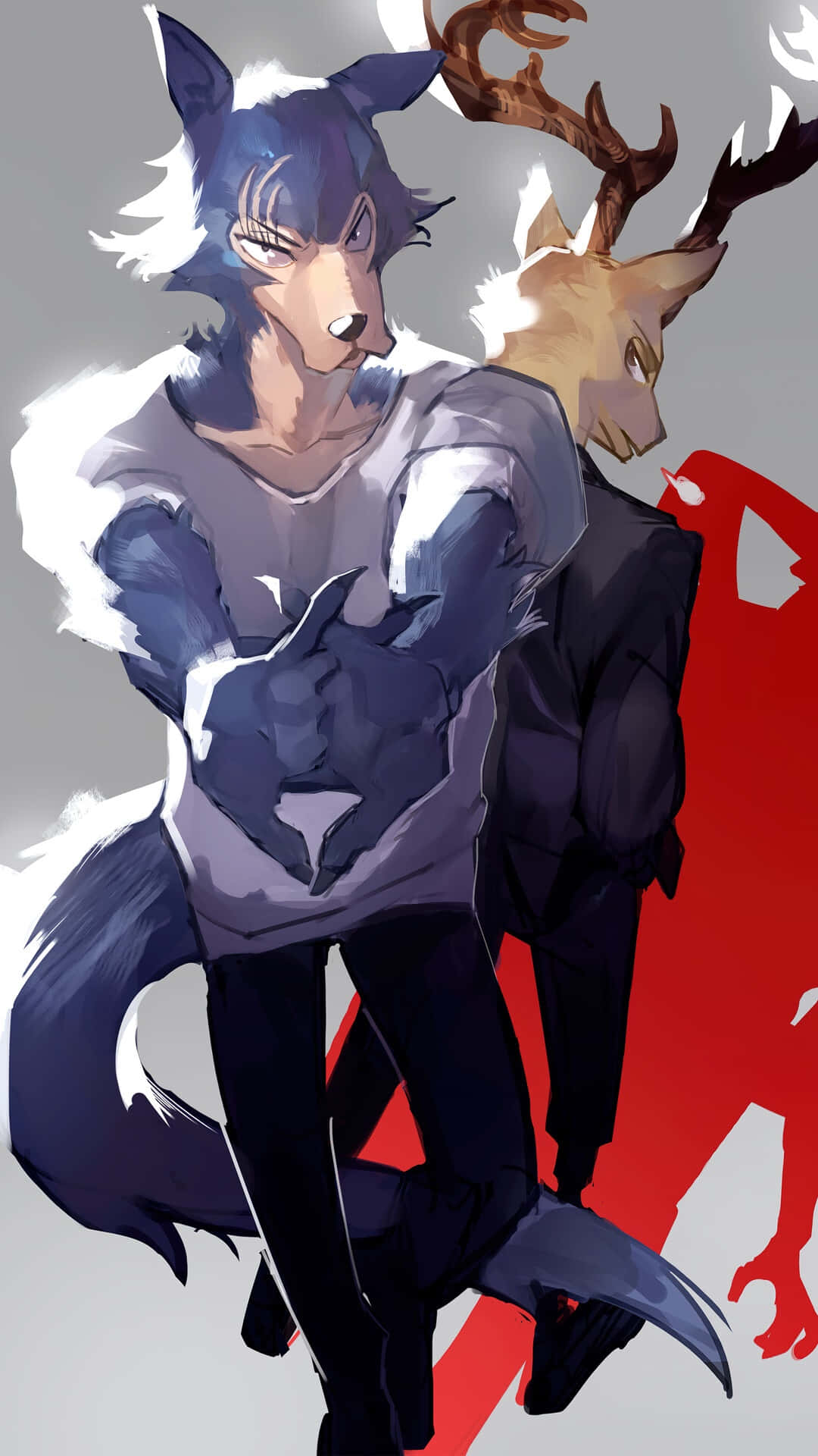 Legosi, blue-furred anthropomorphic wolf, white hair, Full HD Phone Wallpaper
