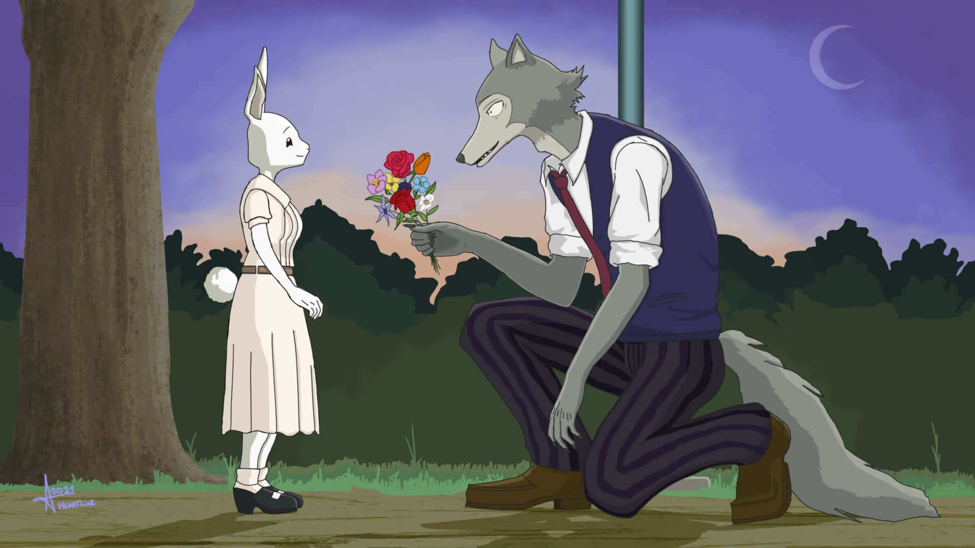 Legosi, wolf in a vest, rabbit girl, Full HD Desktop Wallpaper