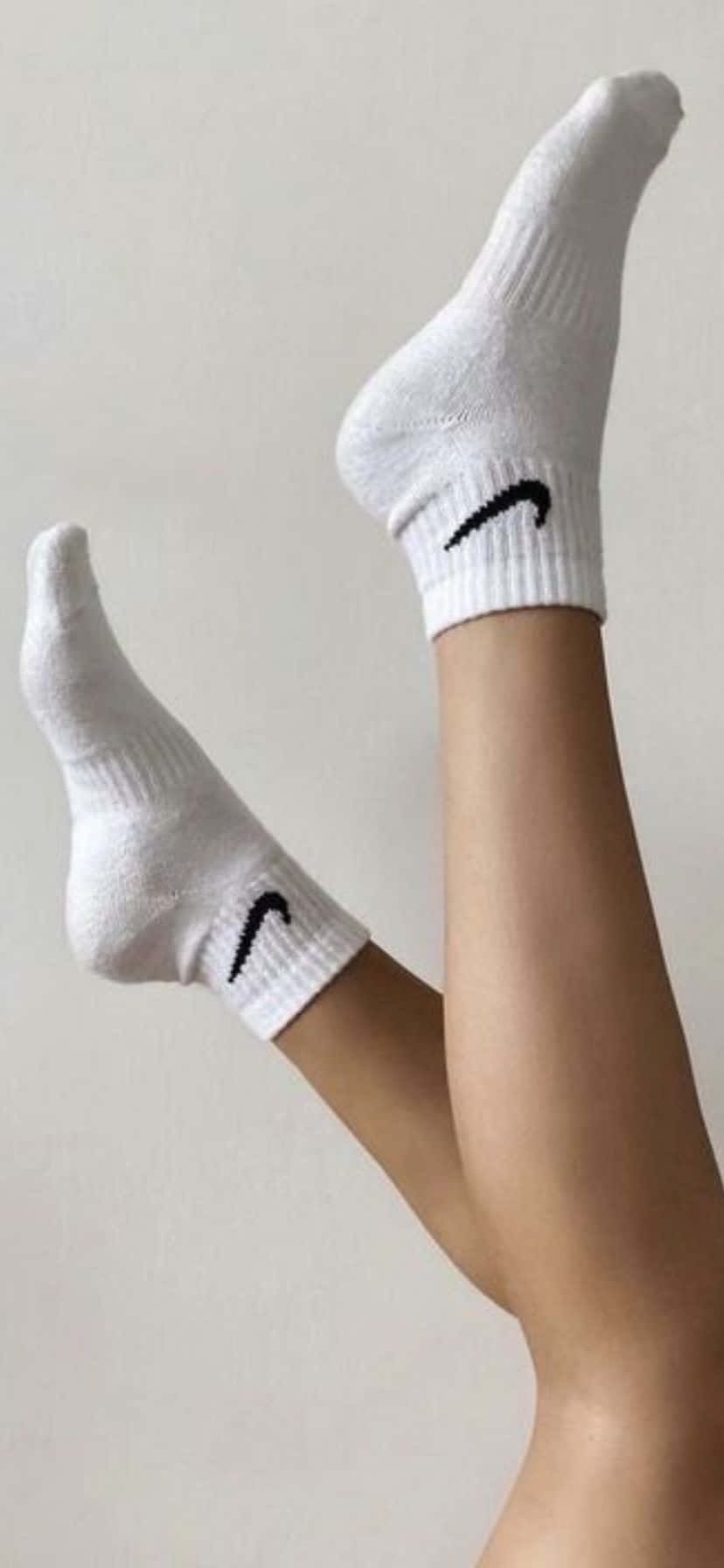 white Nike socks, black swooshes, plain wall, HD Phone Wallpaper