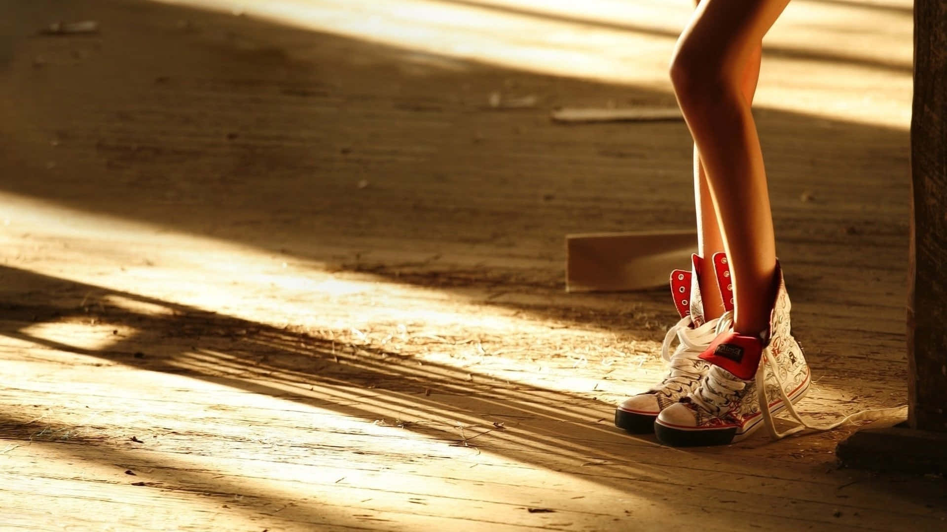 sunlight, wooden floor, person's legs, Full HD Desktop Wallpaper