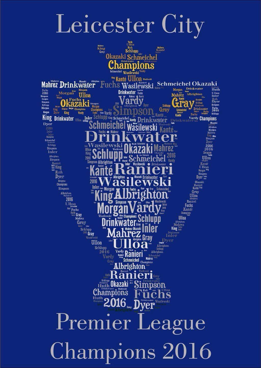 Leicester City, 2016 Premier League Champions, blue background, HD Phone Wallpaper