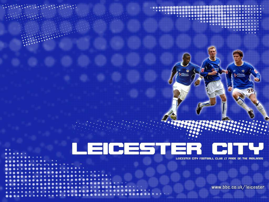 Leicester City, blue jerseys, vibrant blue dot-matrix background, SD Desktop Wallpaper