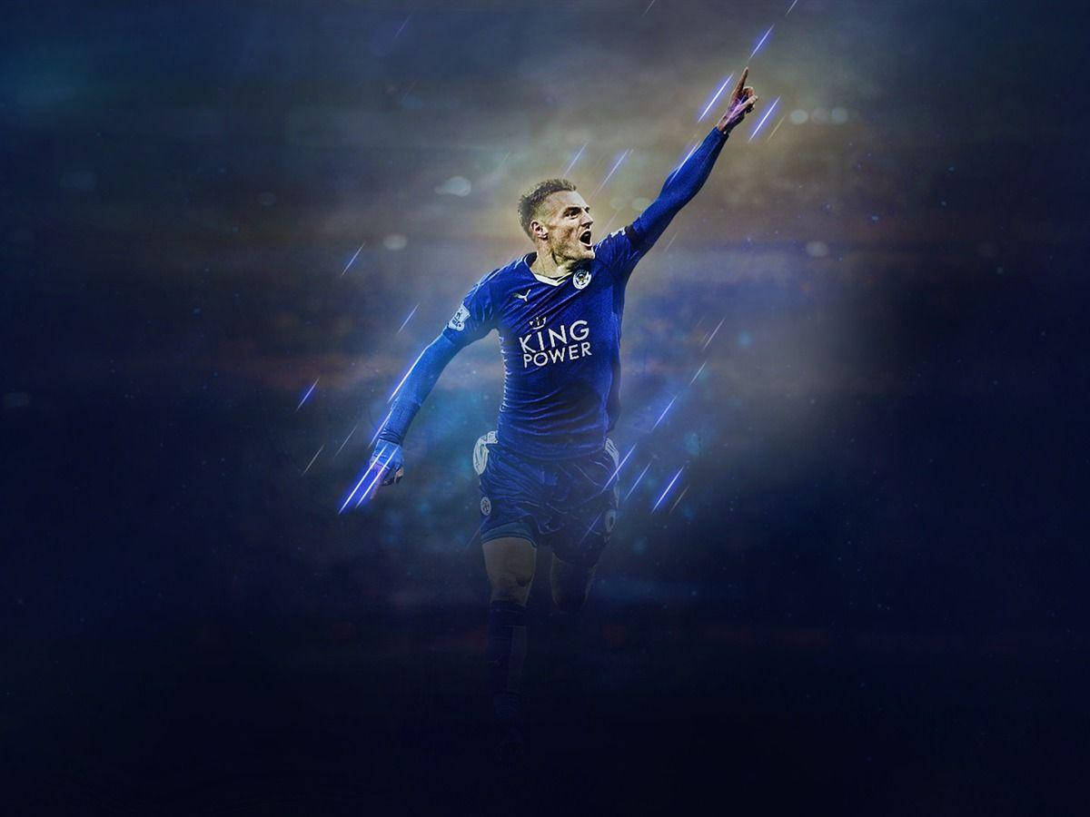 Leicester City, blue Leicester City jersey, arm raised, SD Desktop Wallpaper