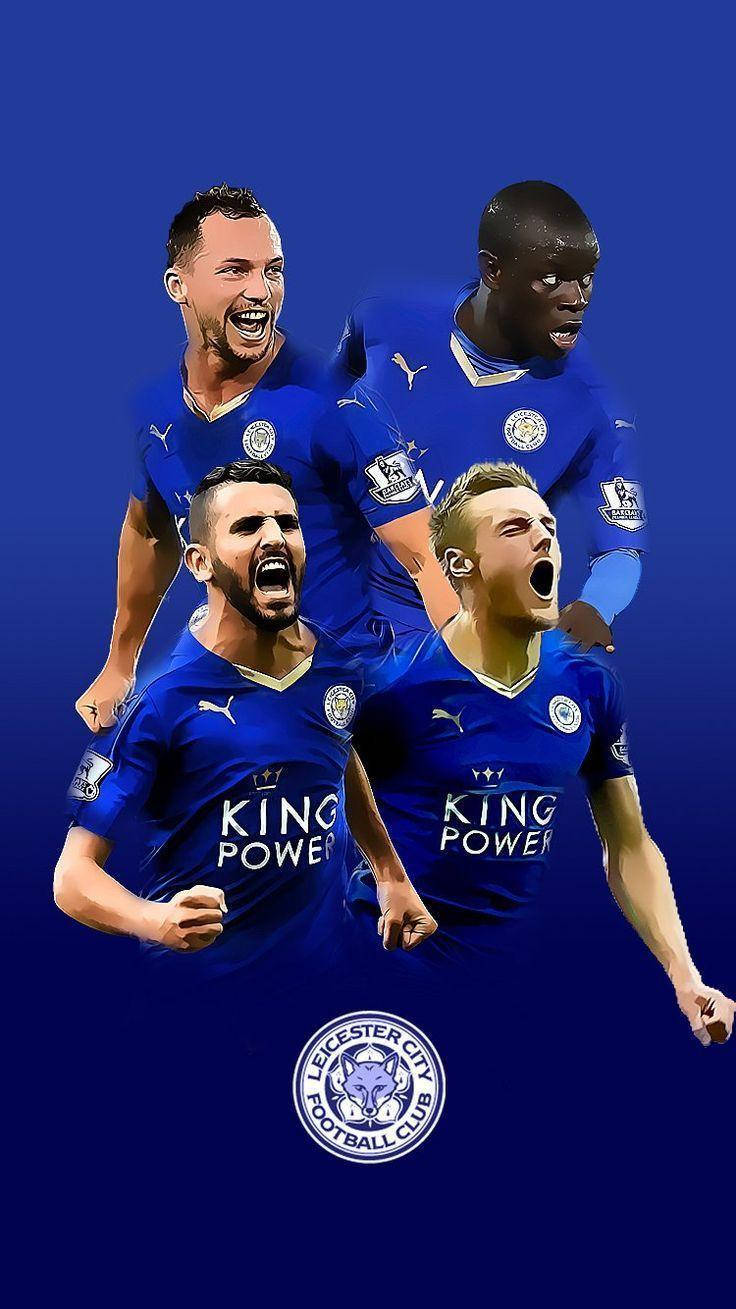 Leicester City, blue jerseys, solid blue background, HD Phone Wallpaper