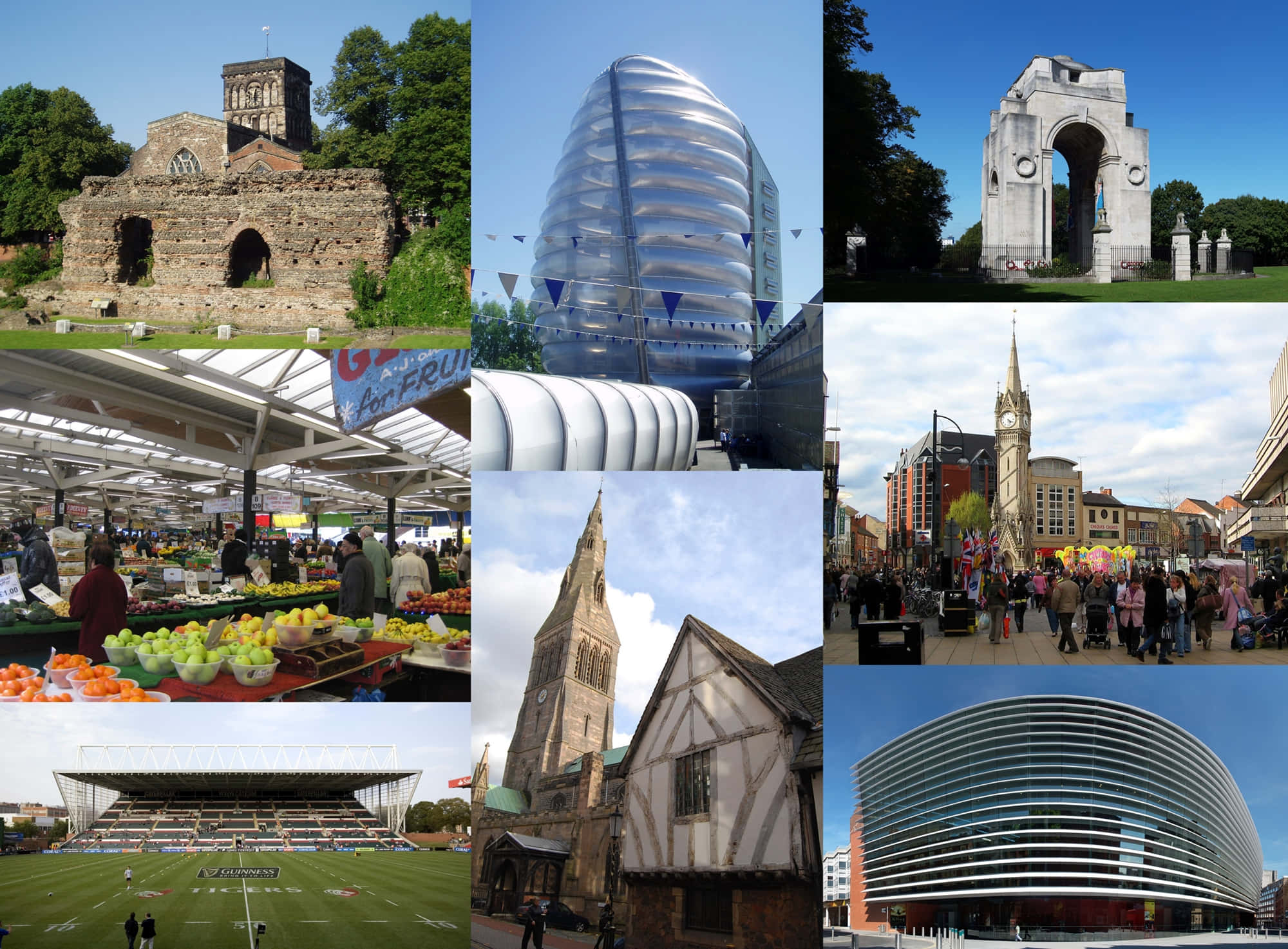 Leicester City, landmarks, historic ruins, Full HD Desktop Wallpaper