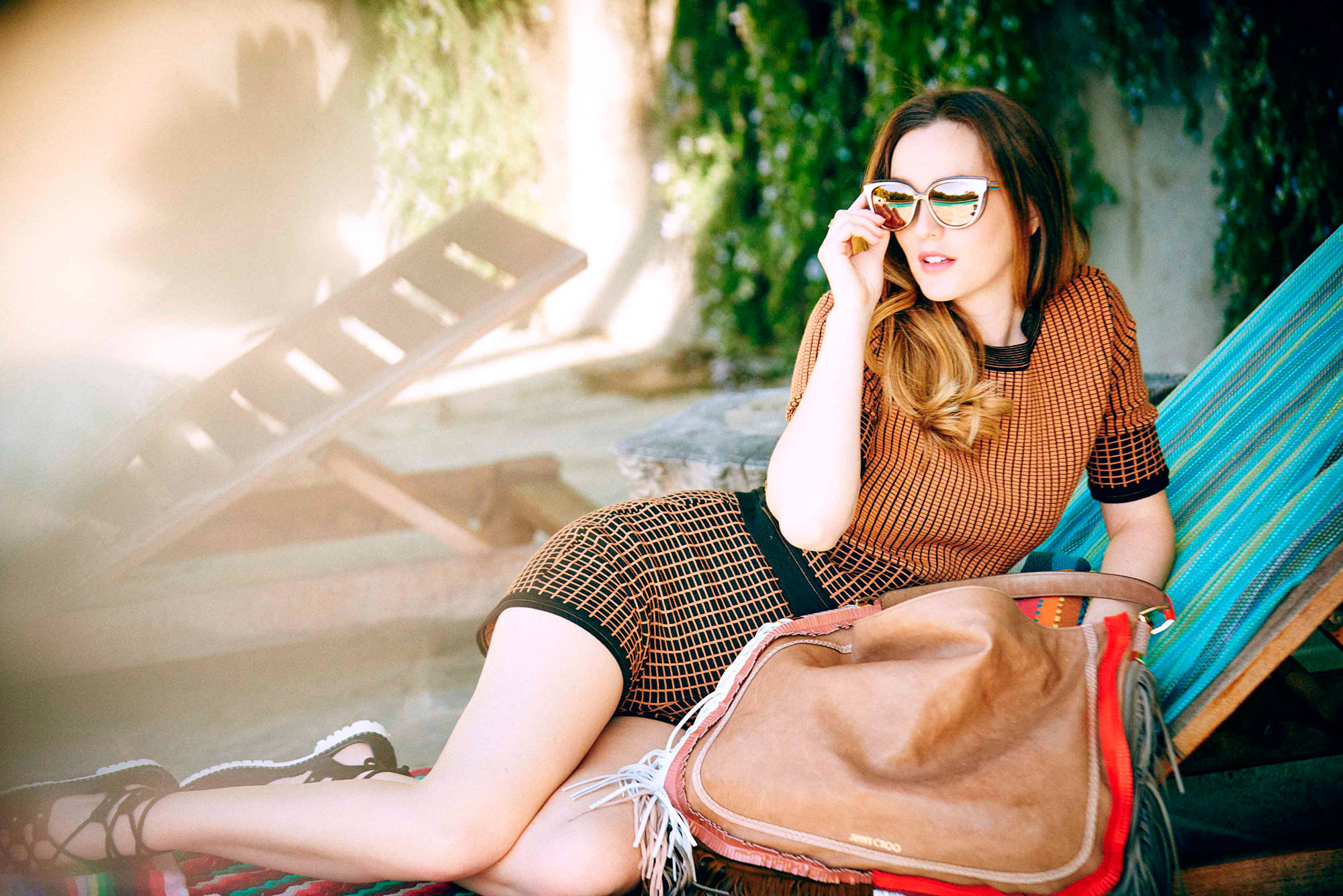 Leighton Meester, sunglasses, colorful hammock, Full HD Desktop Wallpaper