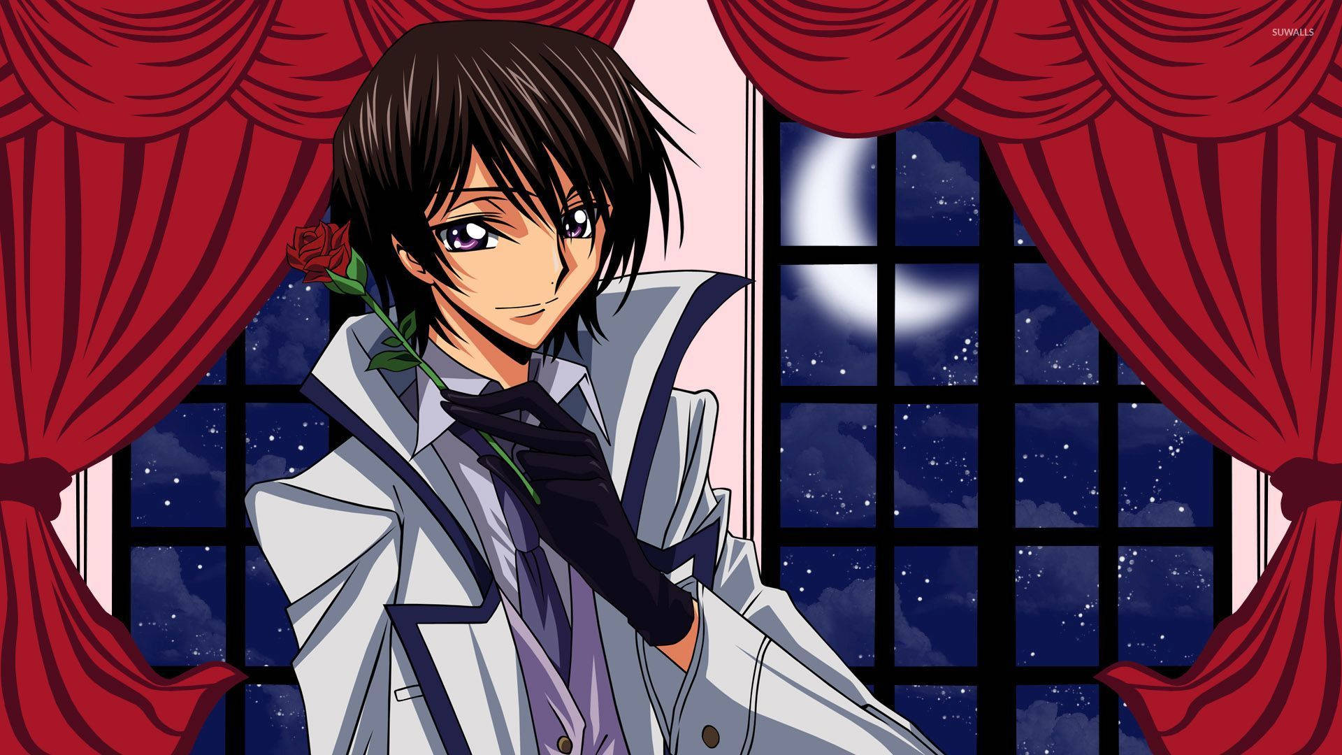 Lelouch Lamperouge, white coat, rose, Full HD Desktop Wallpaper