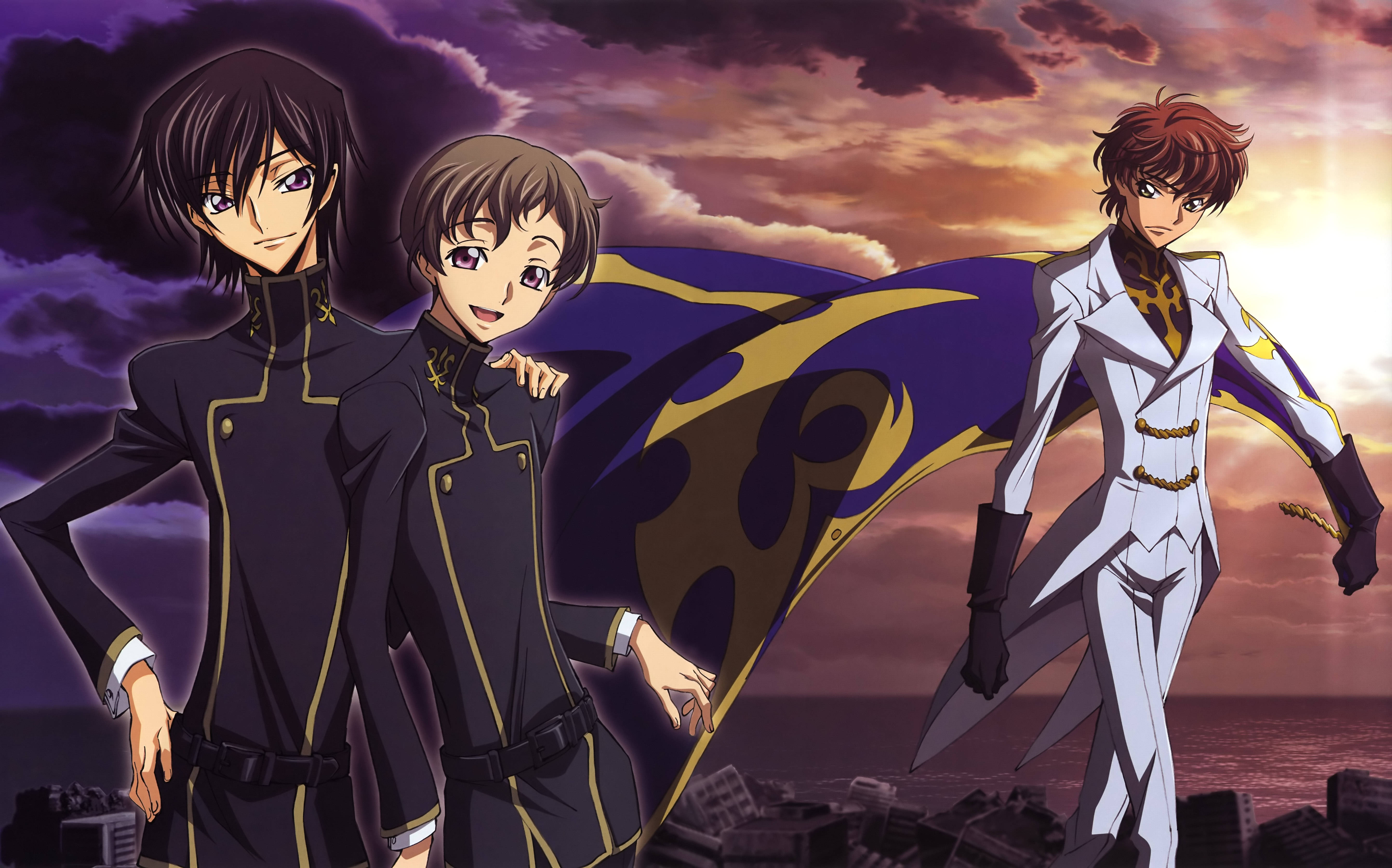 Lelouch Lamperouge, anime characters, dramatic sunset sky, 5K Desktop Wallpaper