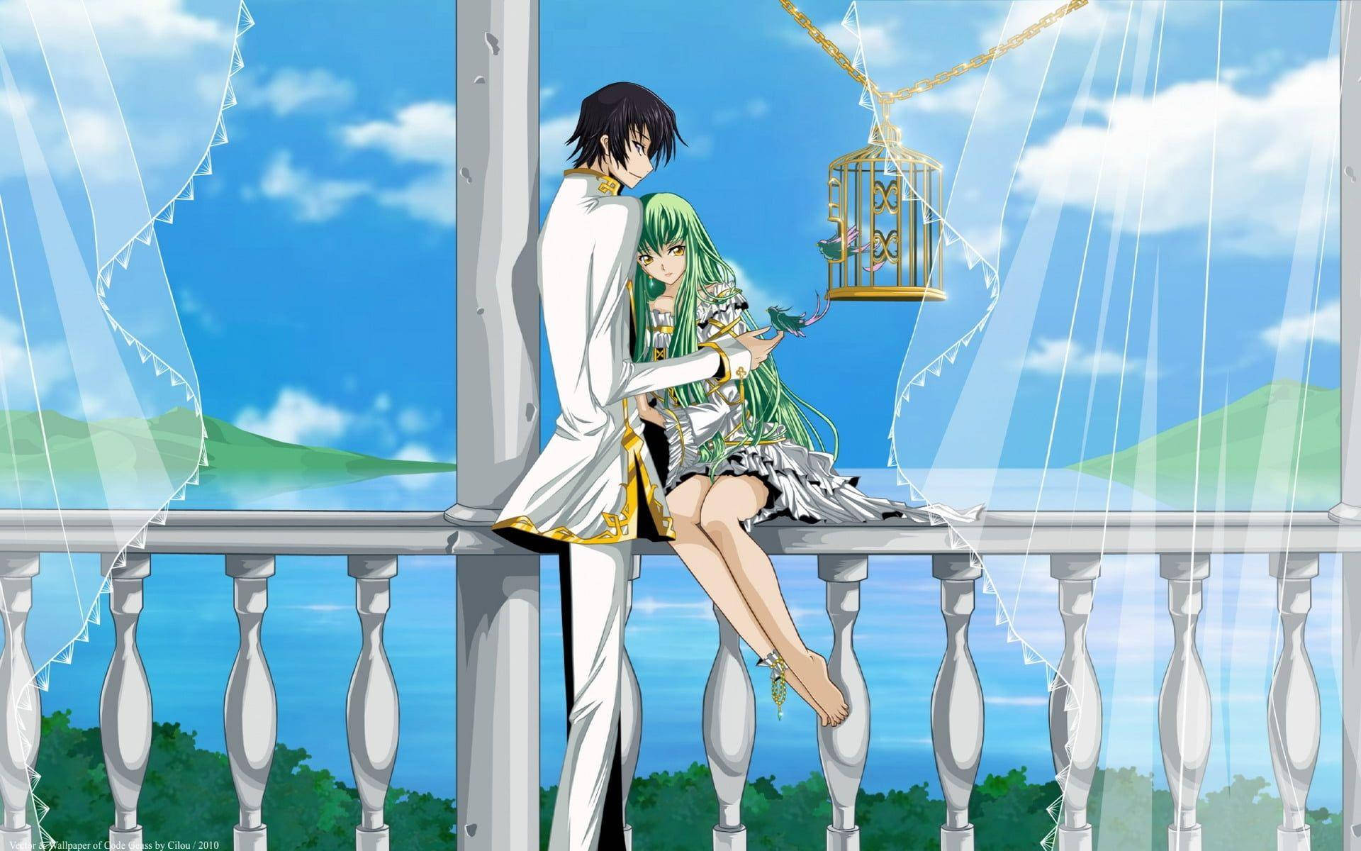 Lelouch Lamperouge, C.C., balcony, Full HD Desktop Wallpaper