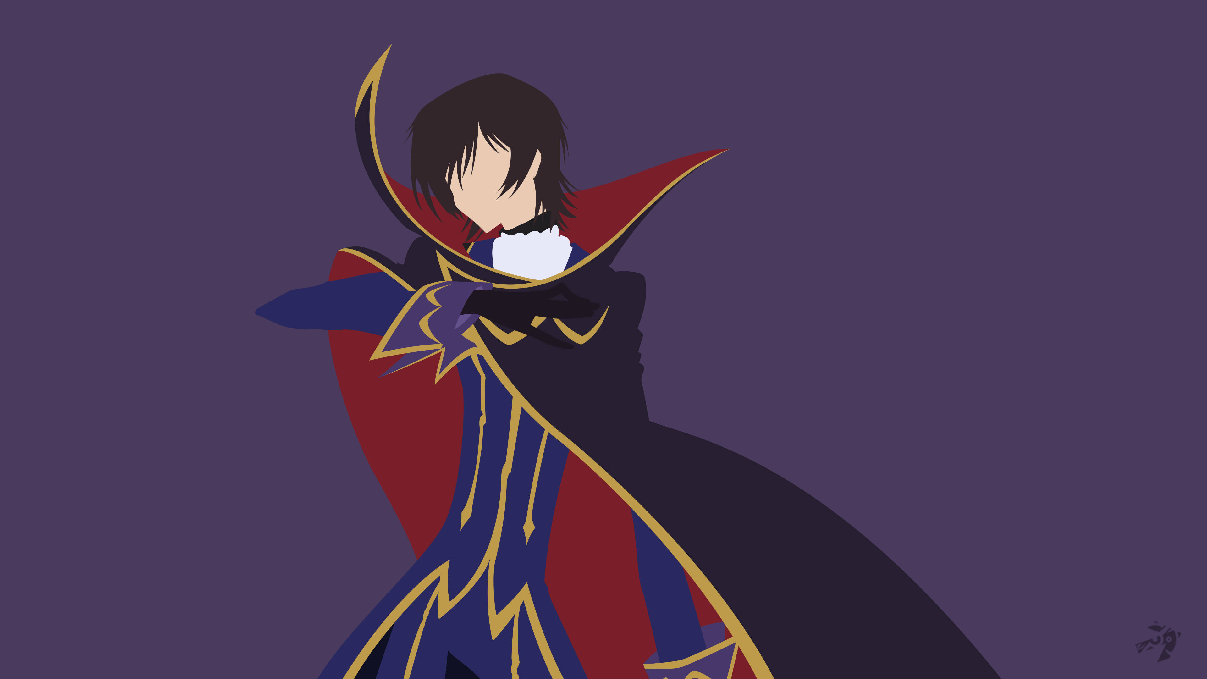 Lelouch Lamperouge, dark blue and red cape, gold trim, 4K Desktop Wallpaper