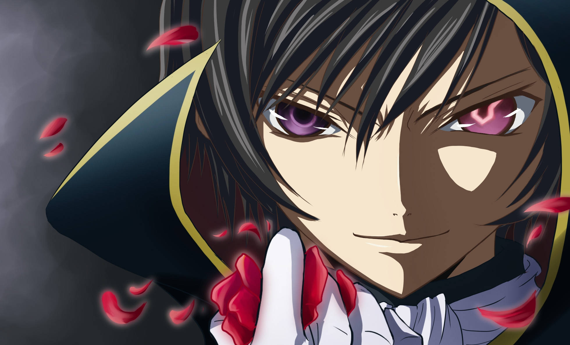Lelouch Lamperouge, red flower, purple eyes, Full HD Desktop Wallpaper