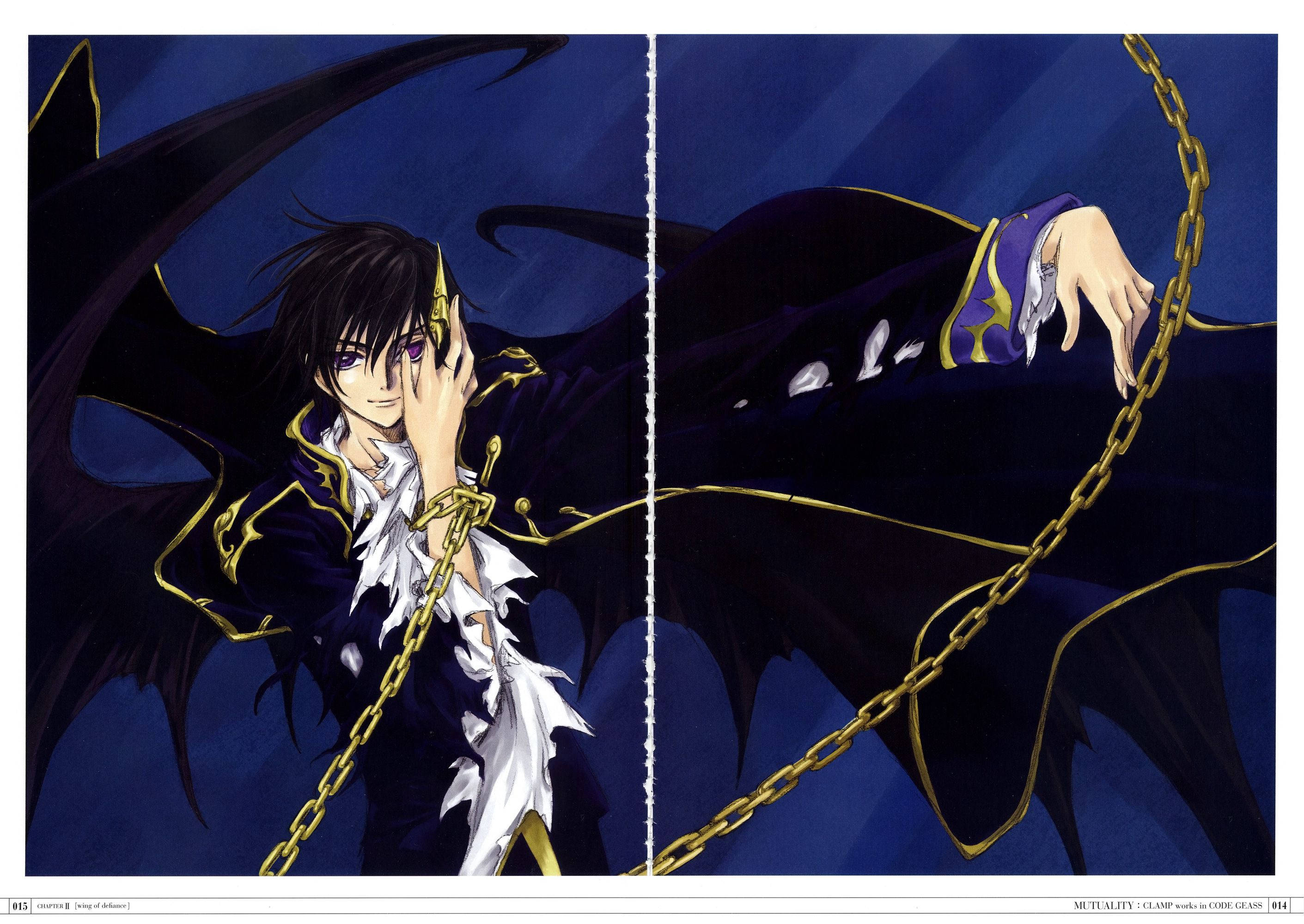 Lelouch Lamperouge, gold chains, purple eyes, 2K Desktop Wallpaper