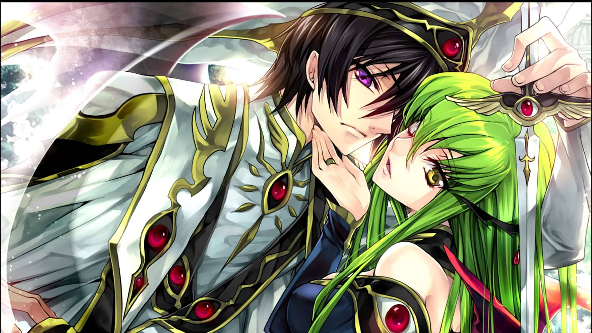 Lelouch Lamperouge, dark-haired man, ornate white and gold armor, Full HD Desktop Wallpaper