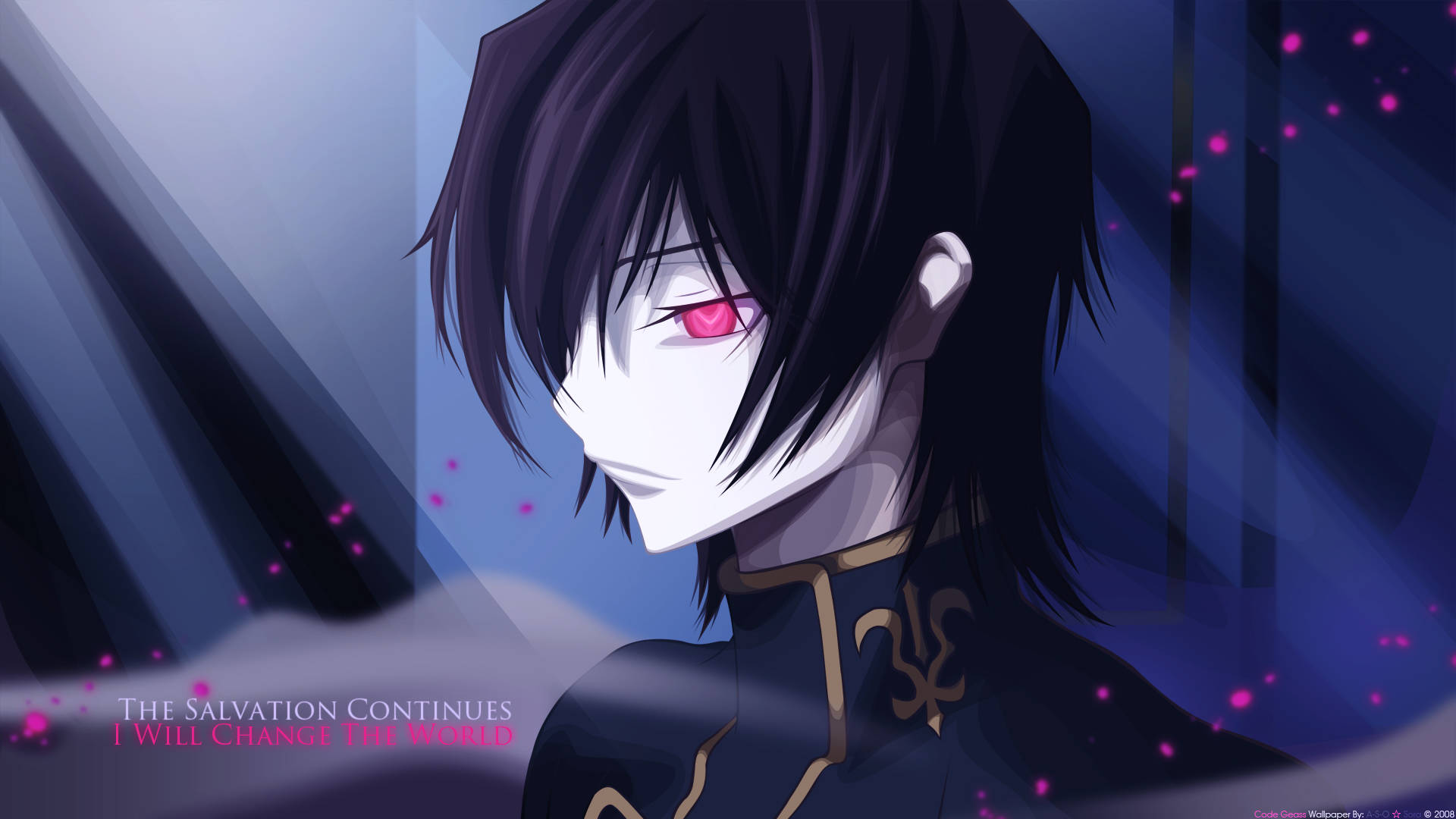 Lelouch Lamperouge, black hair, glowing pink eyes, Full HD Desktop Wallpaper
