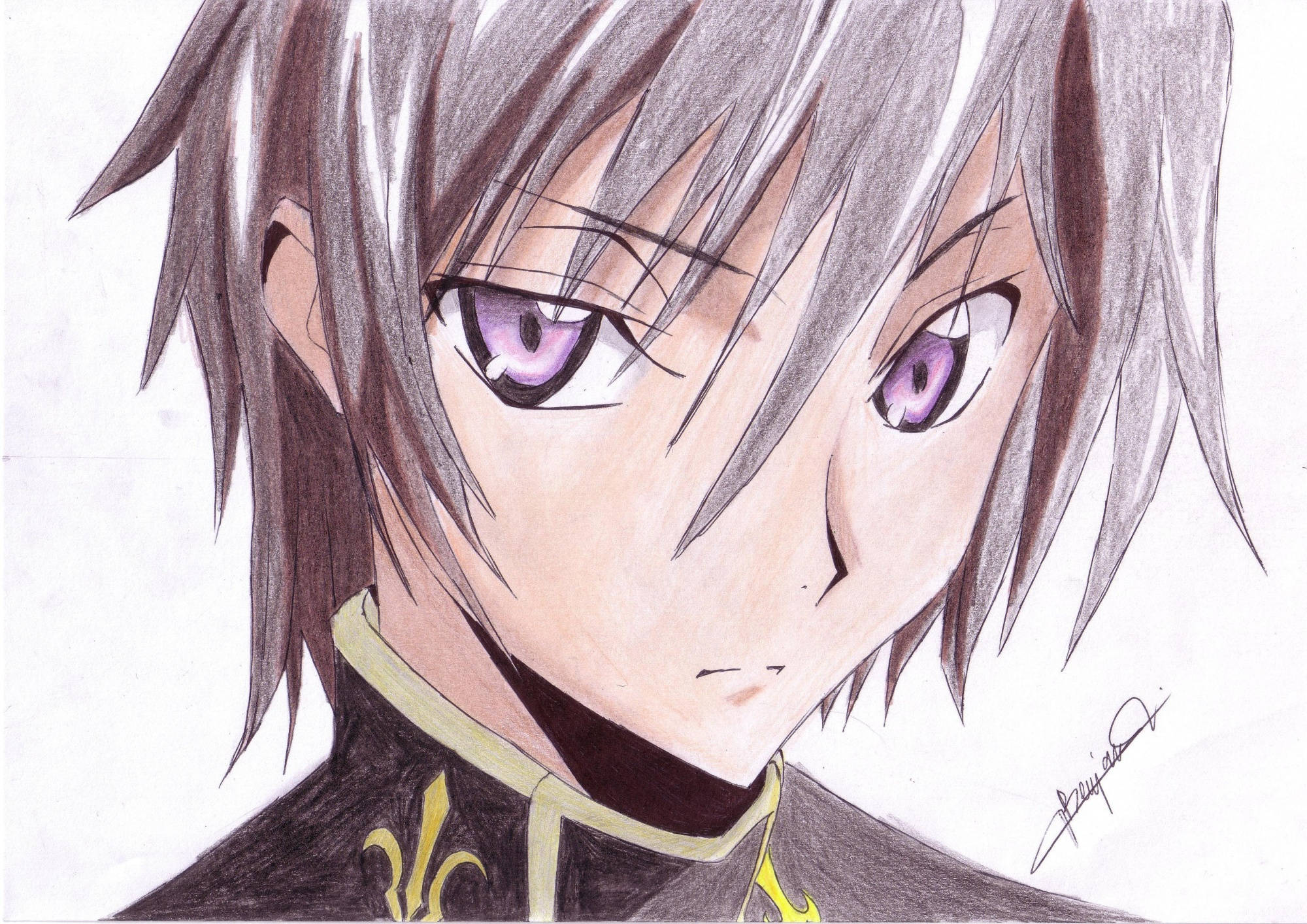 Lelouch Lamperouge, gray hair, purple eyes, Full HD Desktop Wallpaper