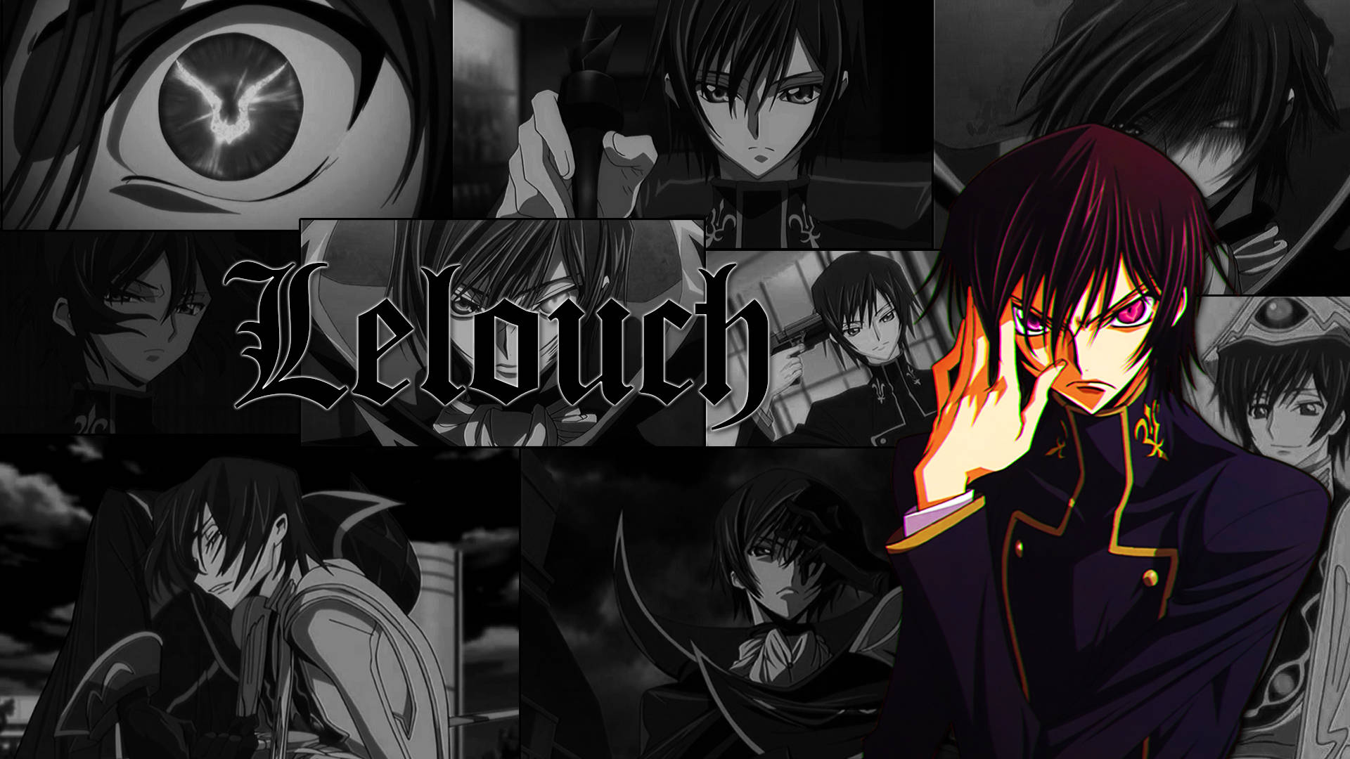 Lelouch Lamperouge, glowing eyes, fiery hand, Full HD Desktop Wallpaper