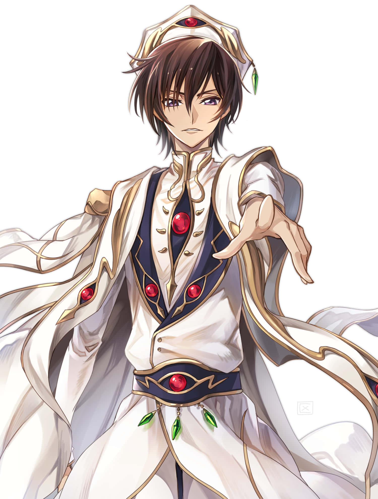 Lelouch, white gold, red ceremonial robes, Full HD Phone Wallpaper