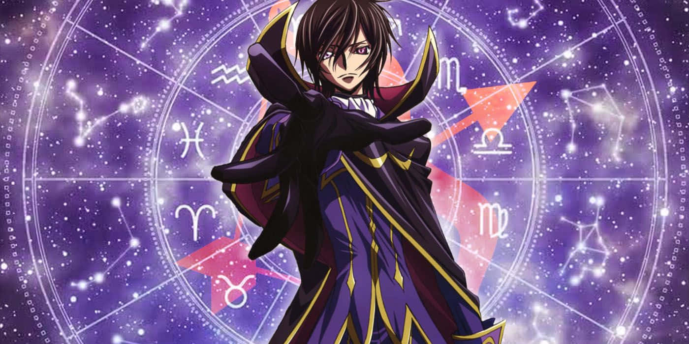 Lelouch, purple and gold robe, glowing zodiac circle, HD Desktop Wallpaper
