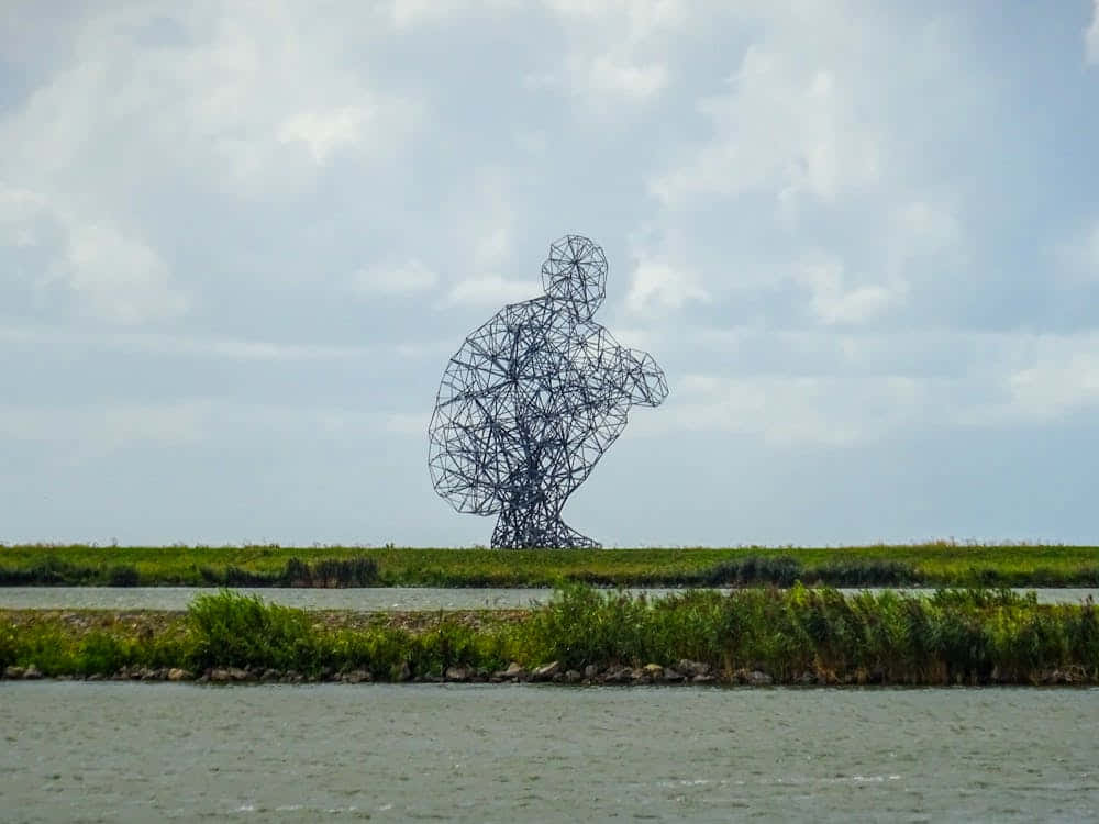 Lelystad, metal sculpture, wireframe sculpture, SD Desktop Wallpaper