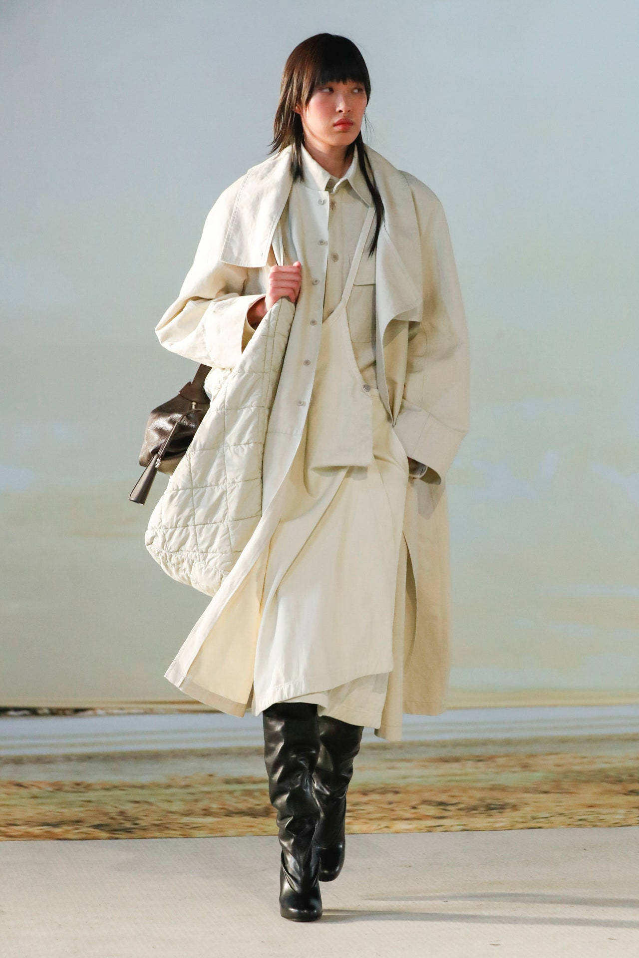 Lemaire, Winter 2022, beige coat, Full HD Phone Wallpaper