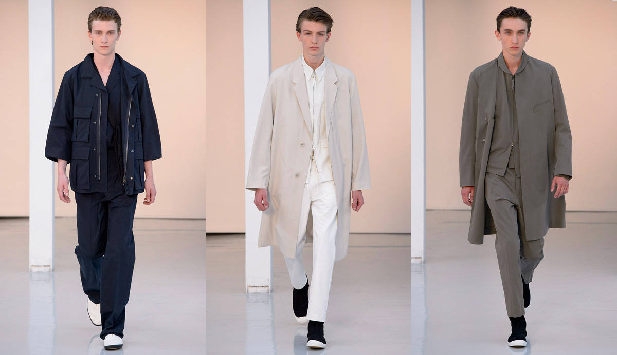 Lemaire, three models, navy beige, SD Desktop Wallpaper