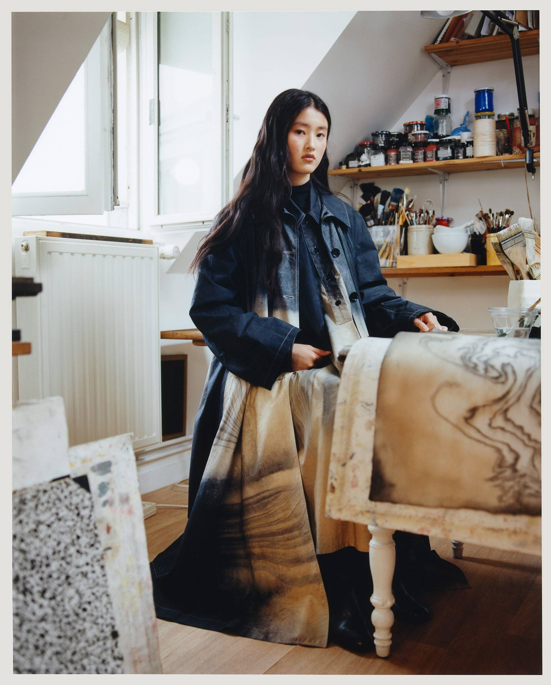 Lemaire, marbled print, sunlit attic studio, Full HD Phone Wallpaper