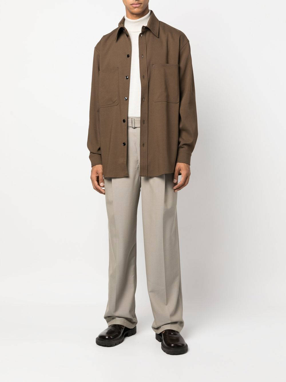 Lemaire, pleated trousers, brown button-up shirt, HD Phone Wallpaper