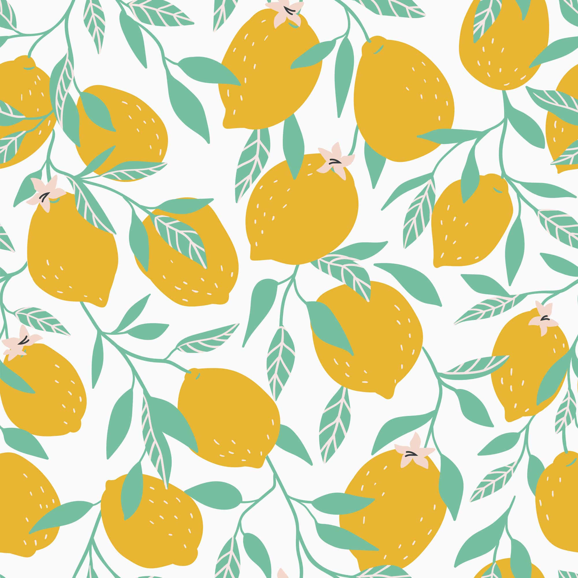 Lemon Branch Pattern Design, iPhone, vibrant yellow lemons, Full HD Desktop Wallpaper