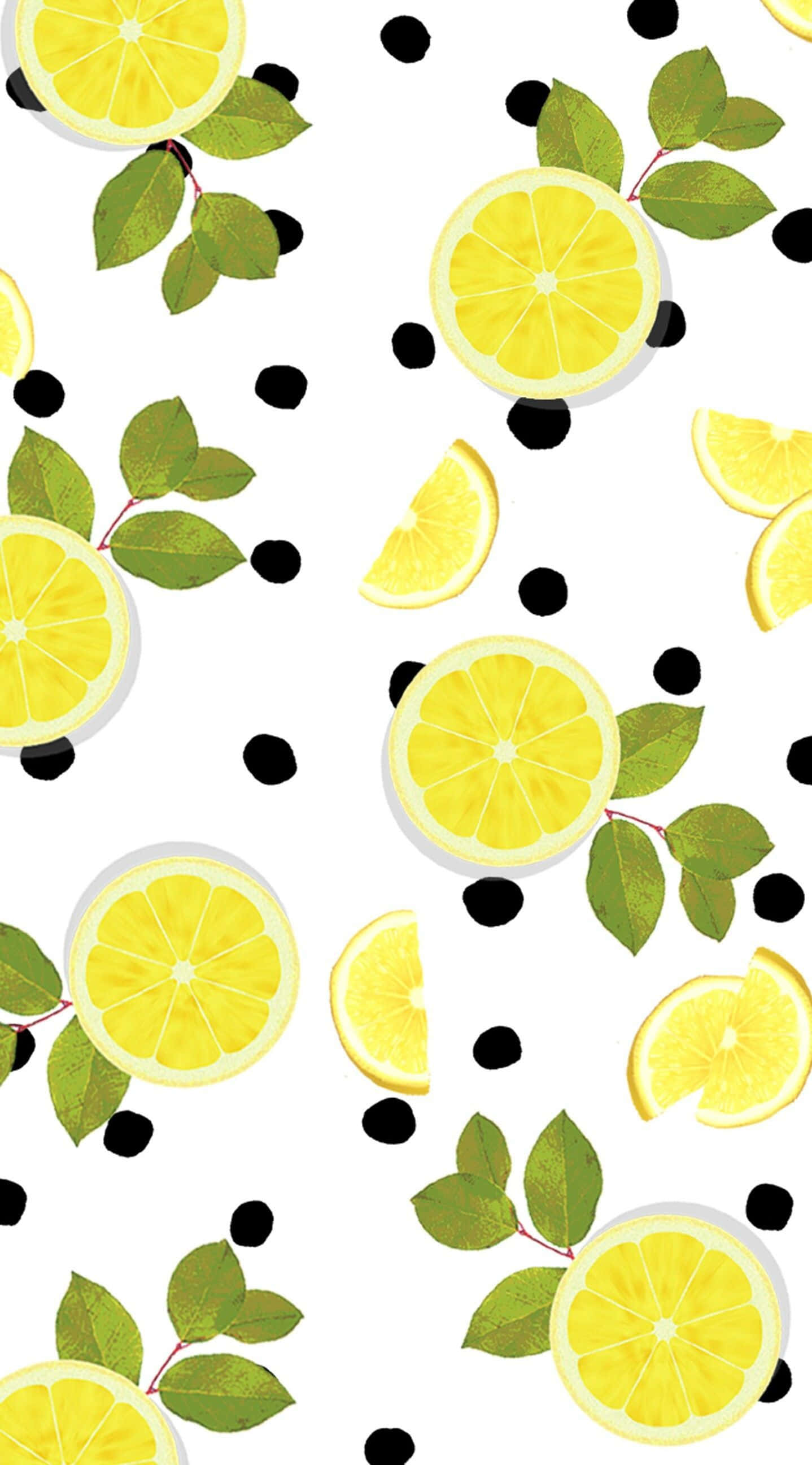 Lemon iPhone, vibrant yellow, green leaves, 2K Phone Wallpaper