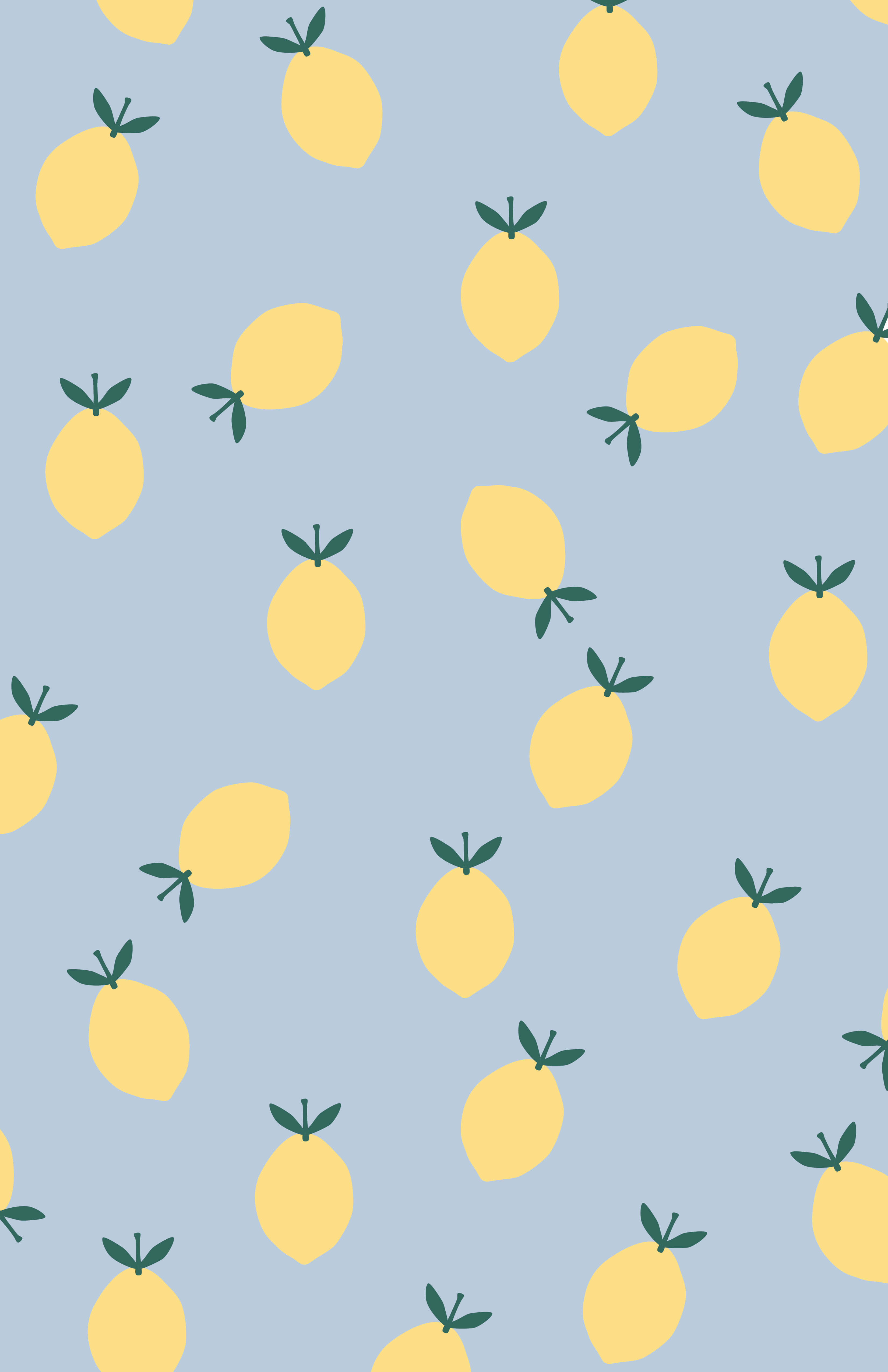 Lemon iPhone, blue background, yellow lemons, 4K Phone Wallpaper