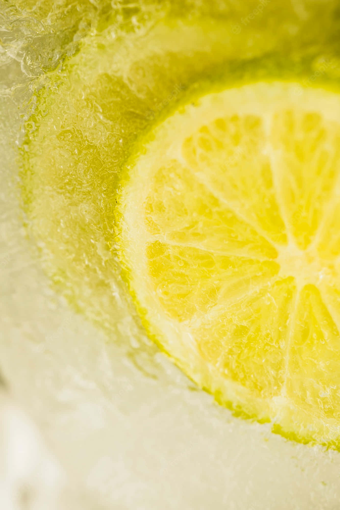 Lemon Slice, Glass of Fizzy Water, Ice Cubes, Full HD Phone Wallpaper