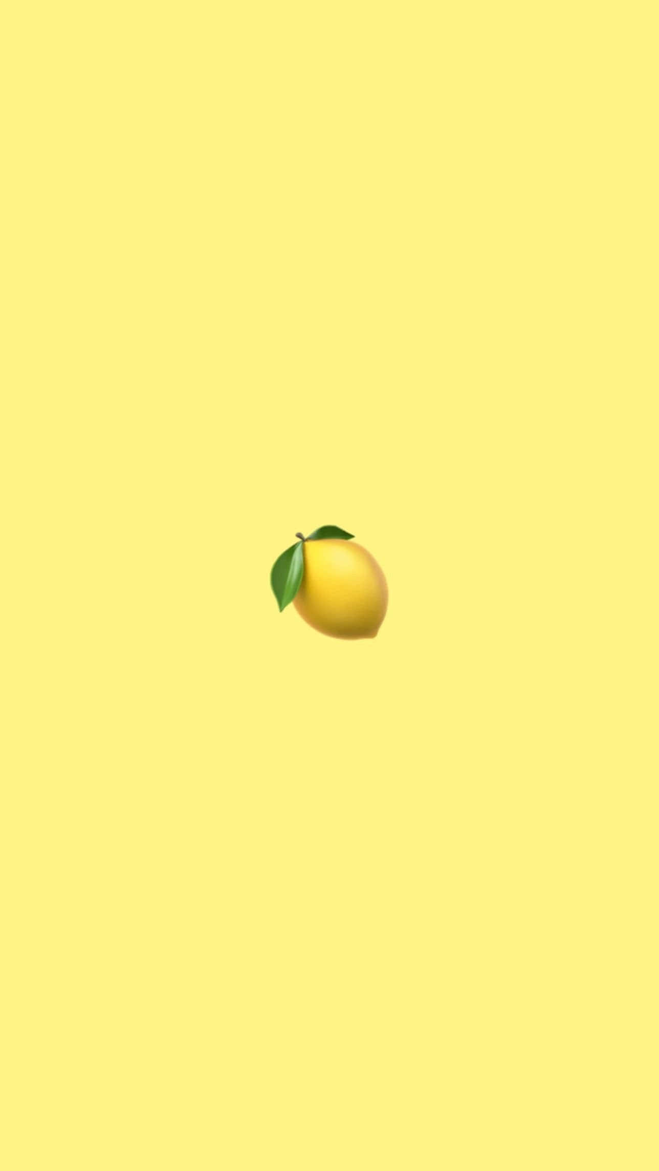 Aesthetic Lemon Emoji, bright yellow lemon, green leaves, Full HD Phone Wallpaper