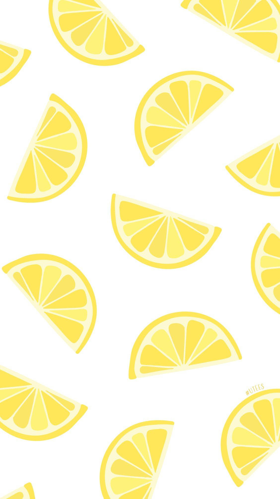 Lemon Slices Pattern, bright yellow, clean white background, Full HD Phone Wallpaper