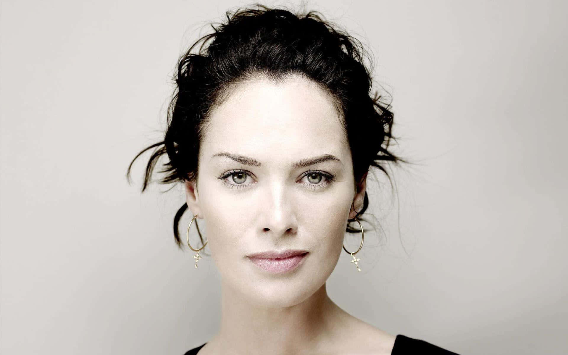 Lena Headey, dark tousled hair, gold hoop earrings, Full HD Desktop Wallpaper