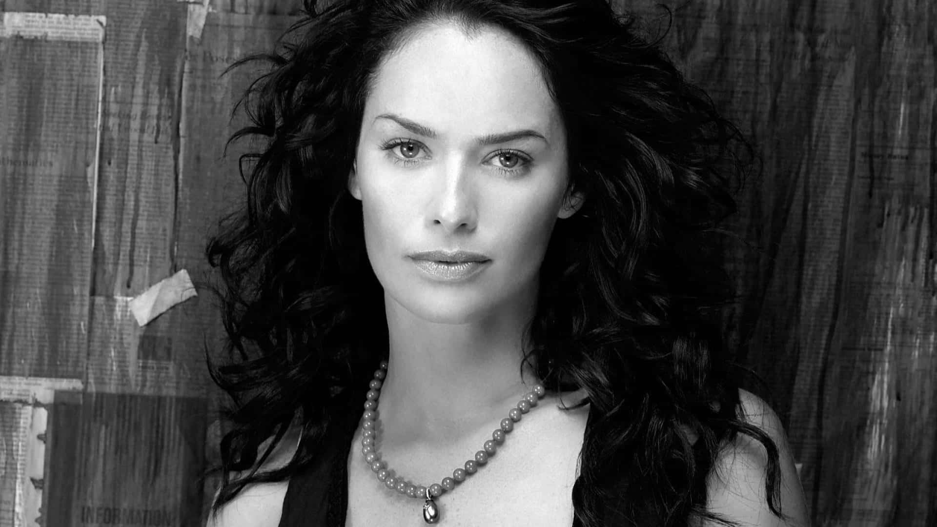 Lena Headey, black and white portrait, voluminous dark curls, Full HD Desktop Wallpaper
