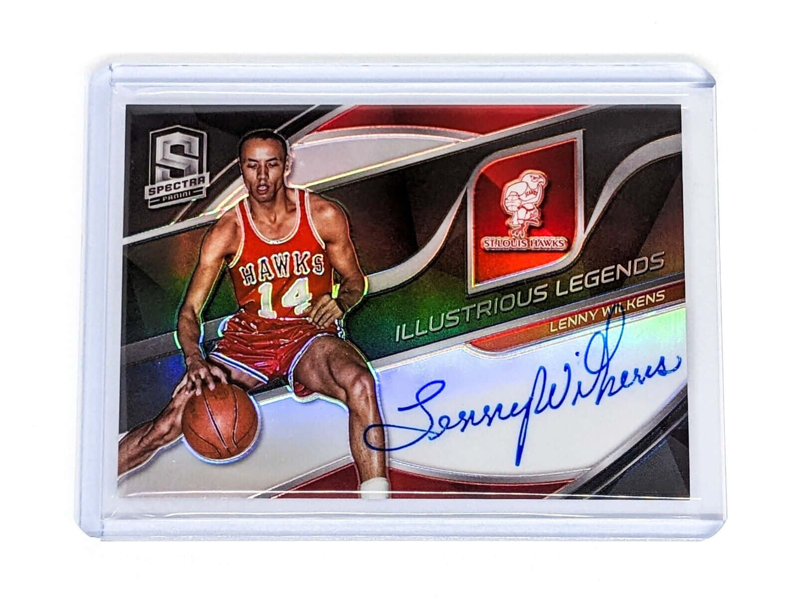 Lenny Wilkens, red Hawks jersey, holographic signature, HD Desktop Wallpaper