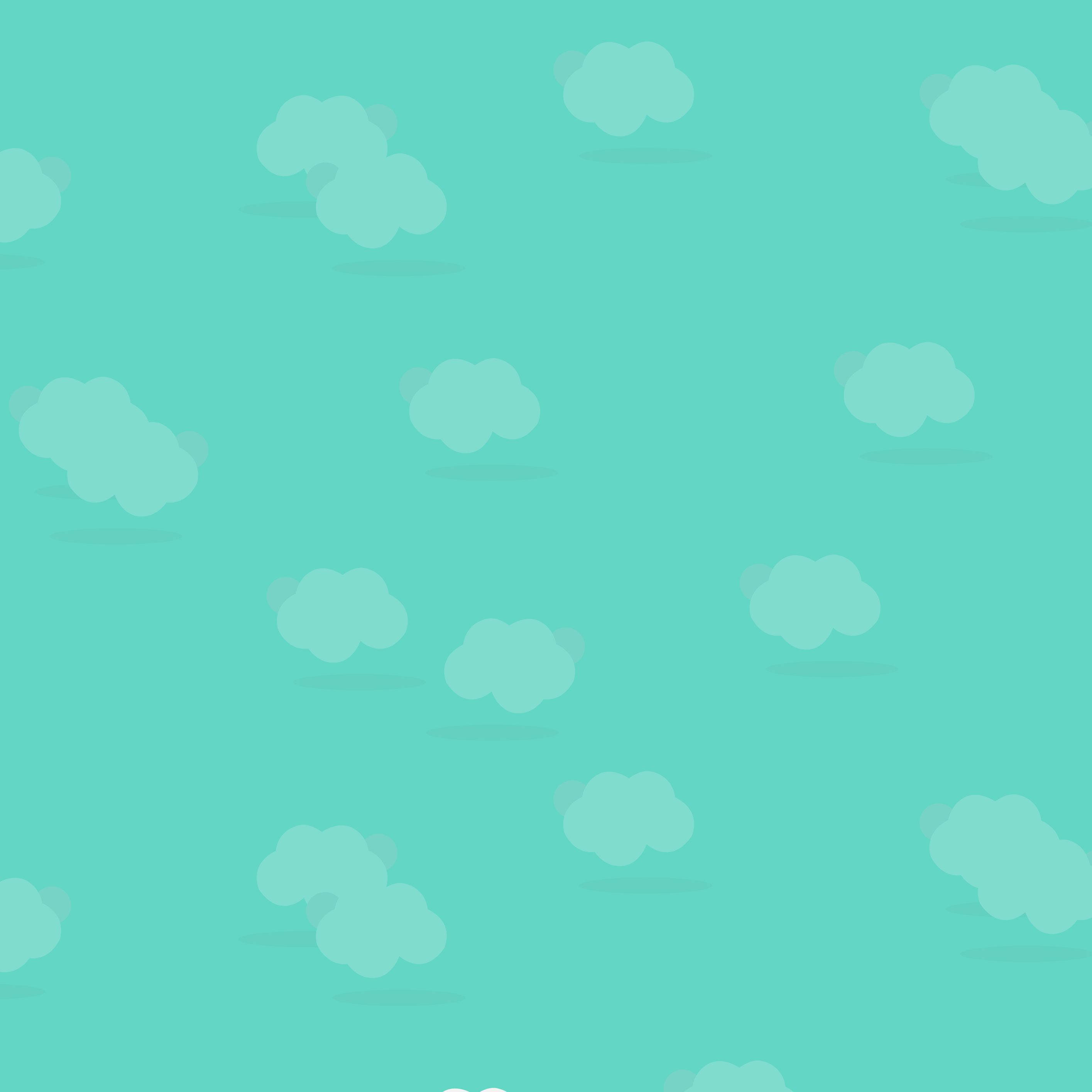 Lenovo Tablet, mint green, soft teal clouds, 2K Desktop Wallpaper