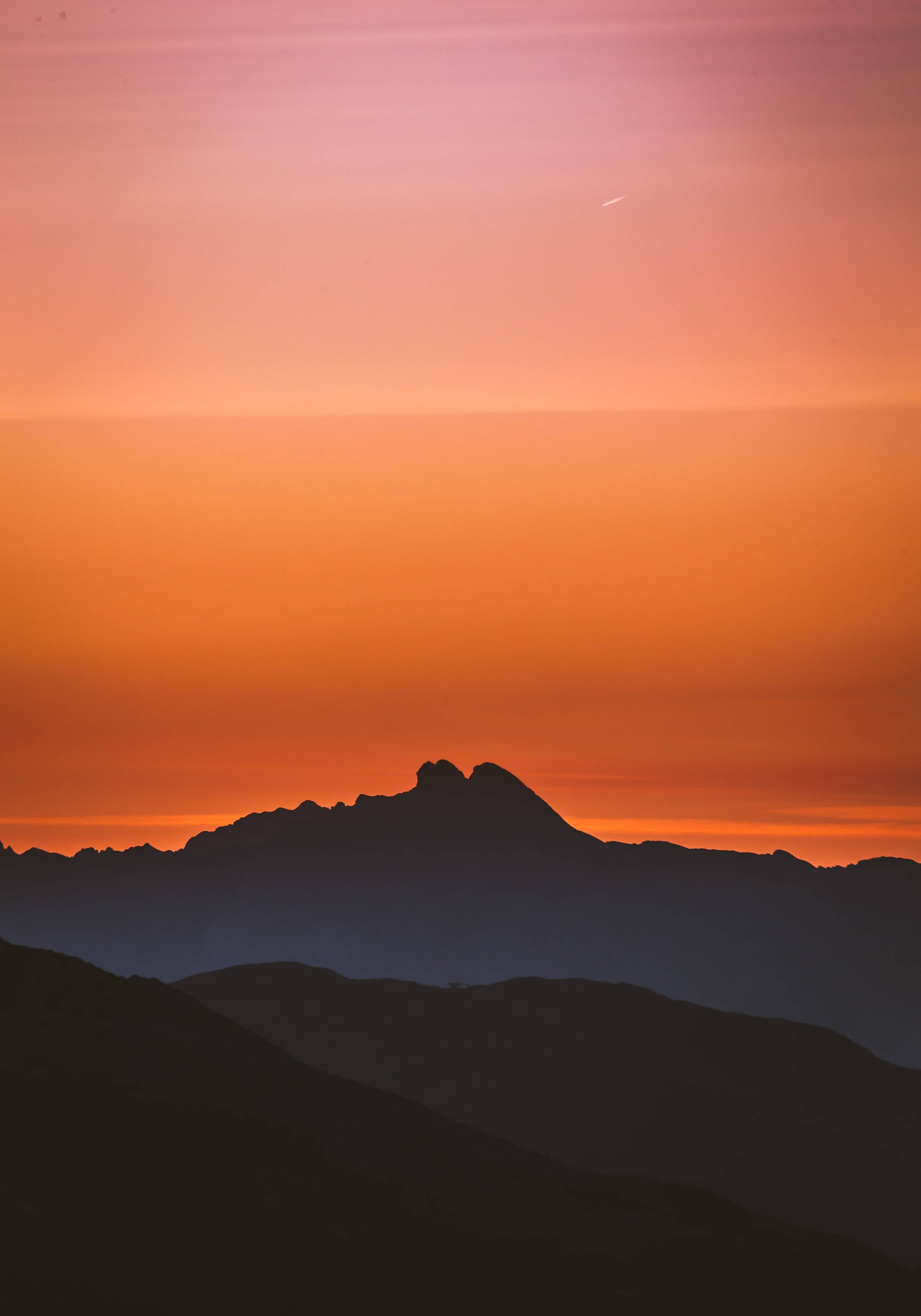 Lenovo Tablet, sunset, mountain range, 2K Phone Wallpaper