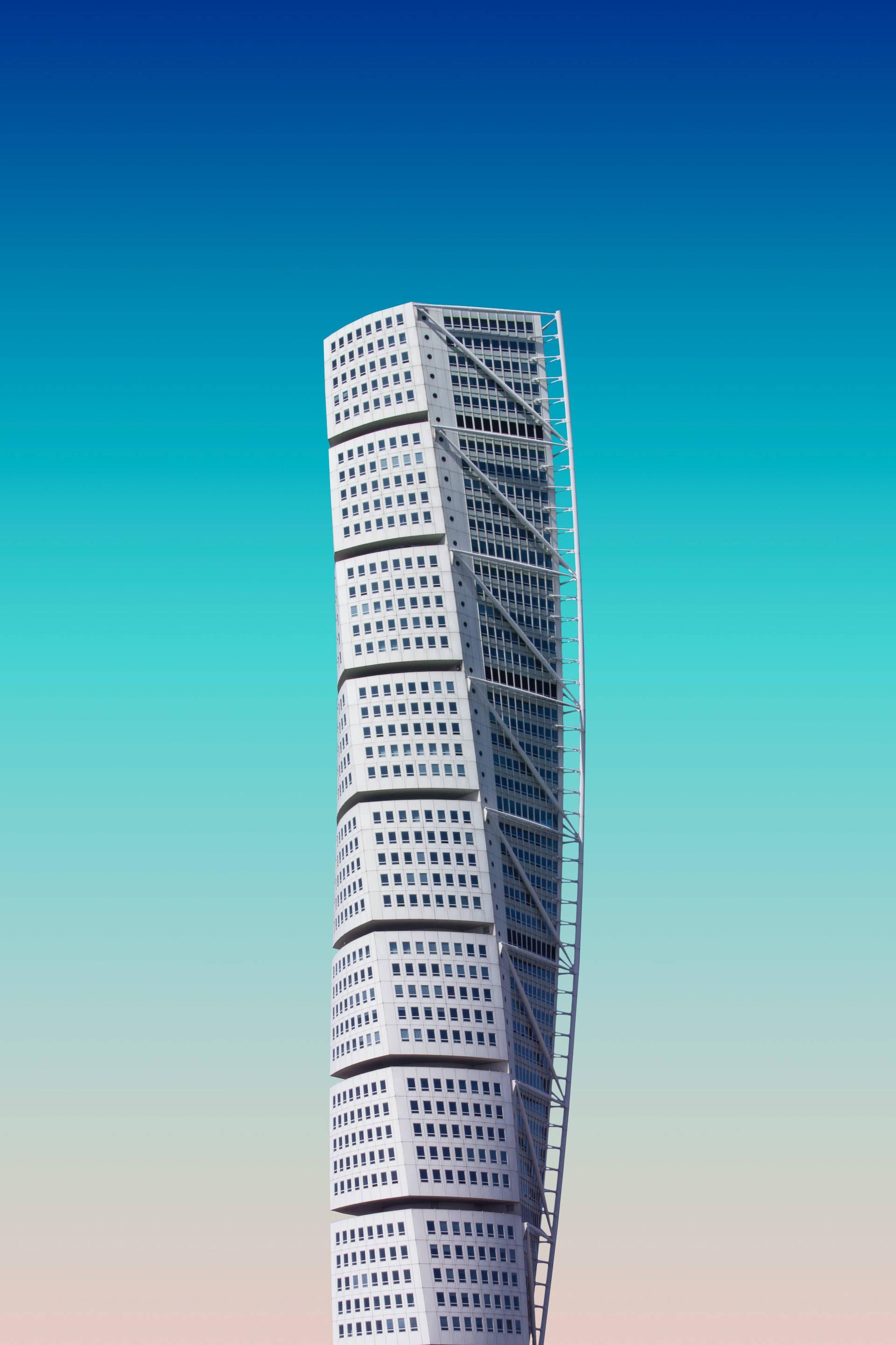 Lenovo Tablet, white skyscraper, gradient sky, 2K Phone Wallpaper