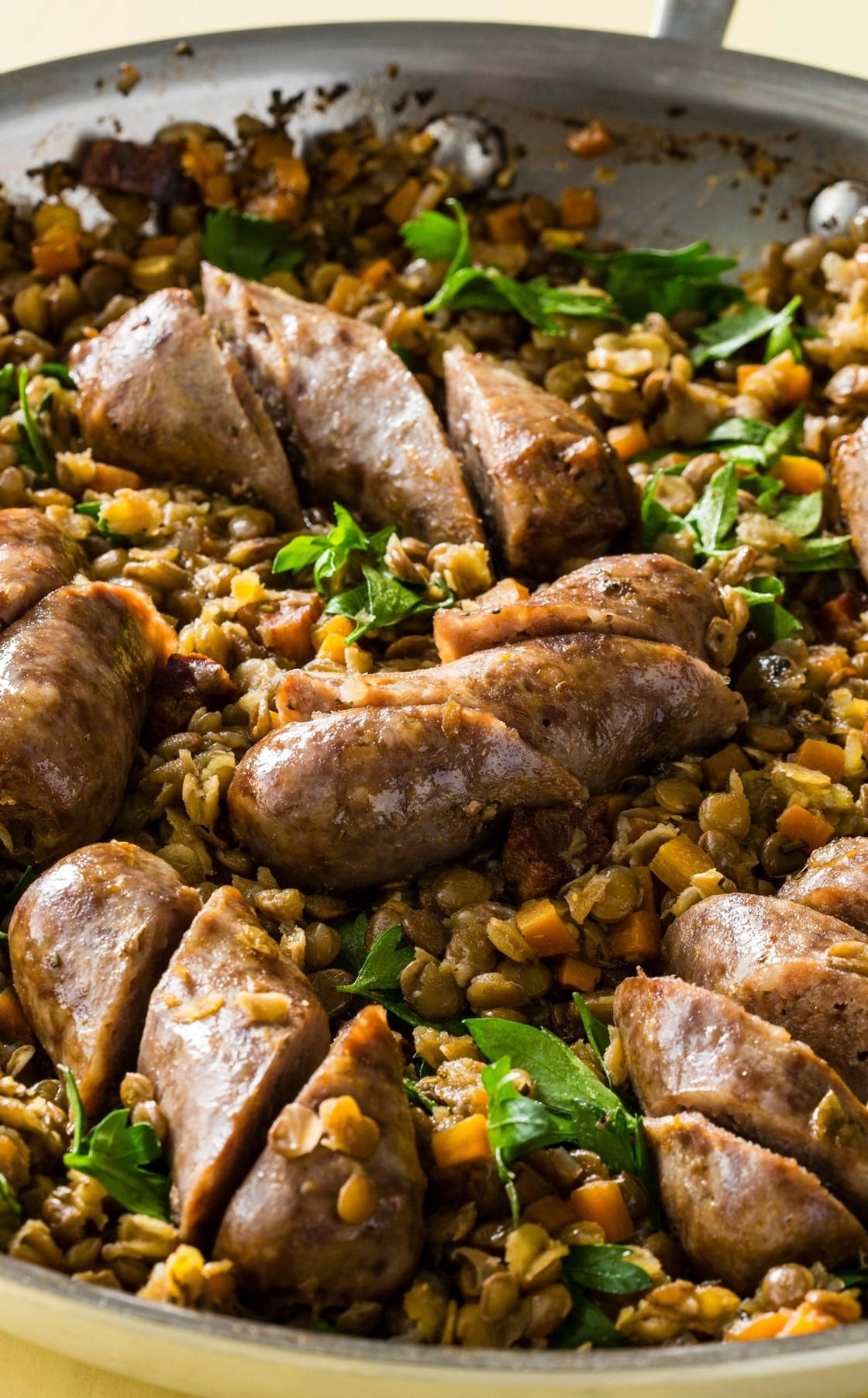 lentils, pelau, stainless steel skillet, HD Phone Wallpaper